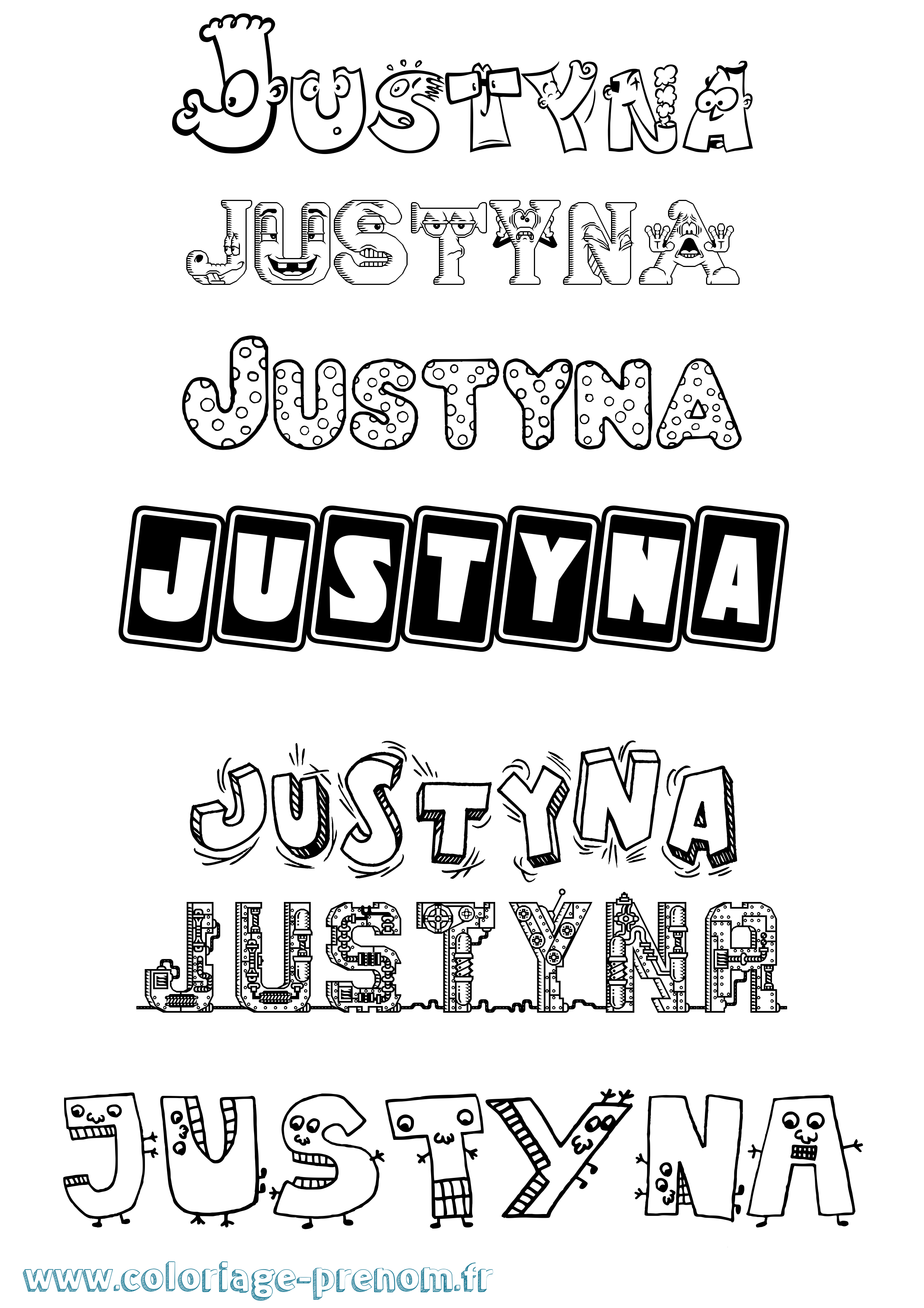 Coloriage Justyna Fun Coloriage prénom Justyna Fun