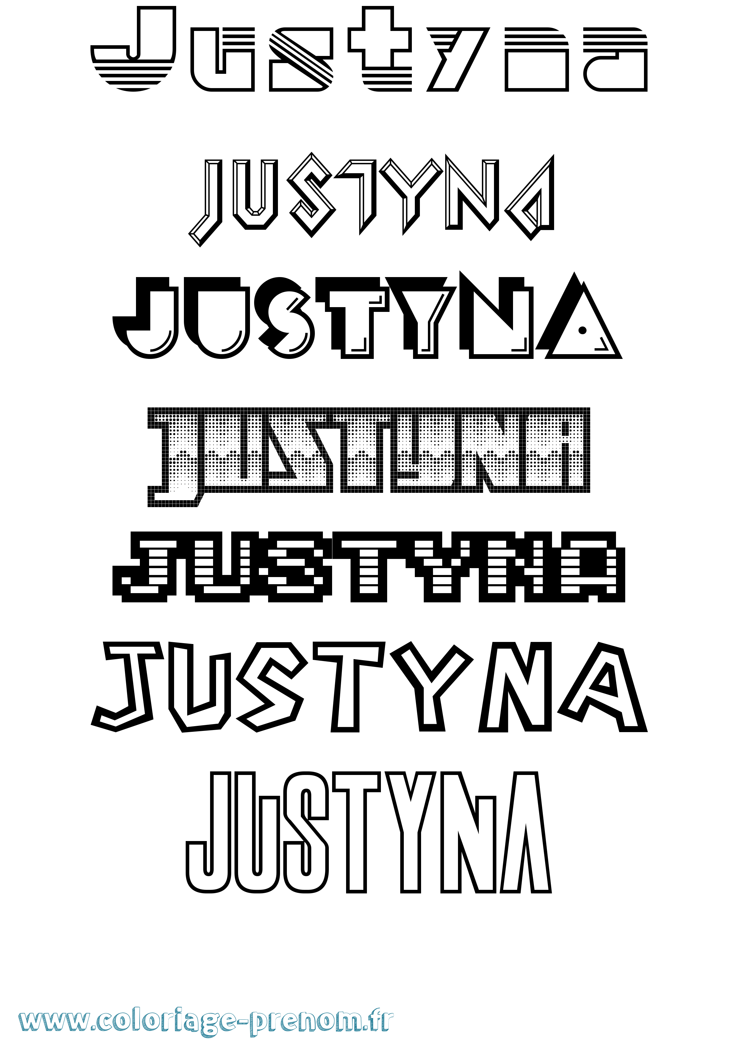Coloriage Justyna Jeux Vidéos Coloriage prénom Justyna Jeux Vidéos