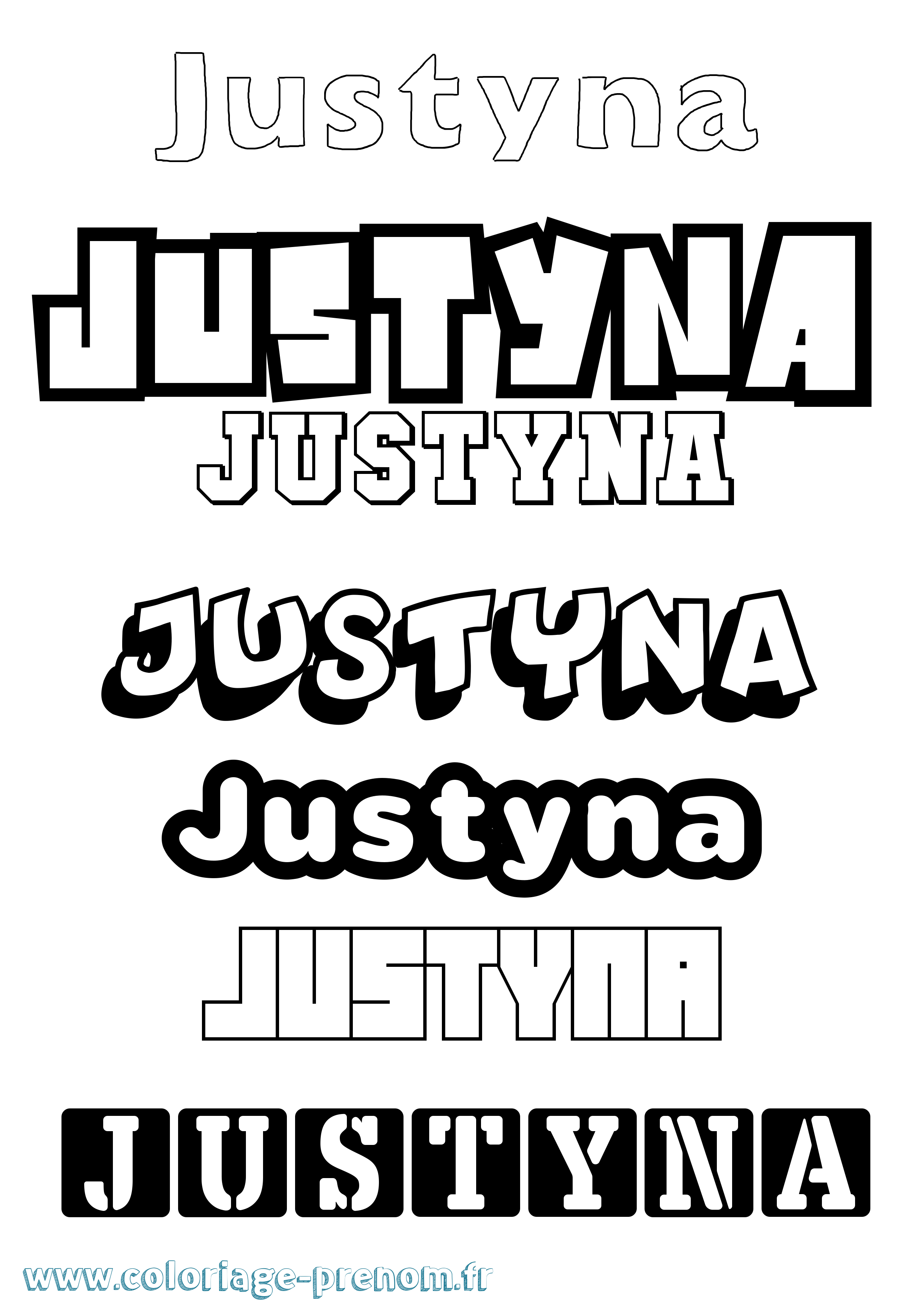 Coloriage Justyna Simple Coloriage prénom Justyna Simple