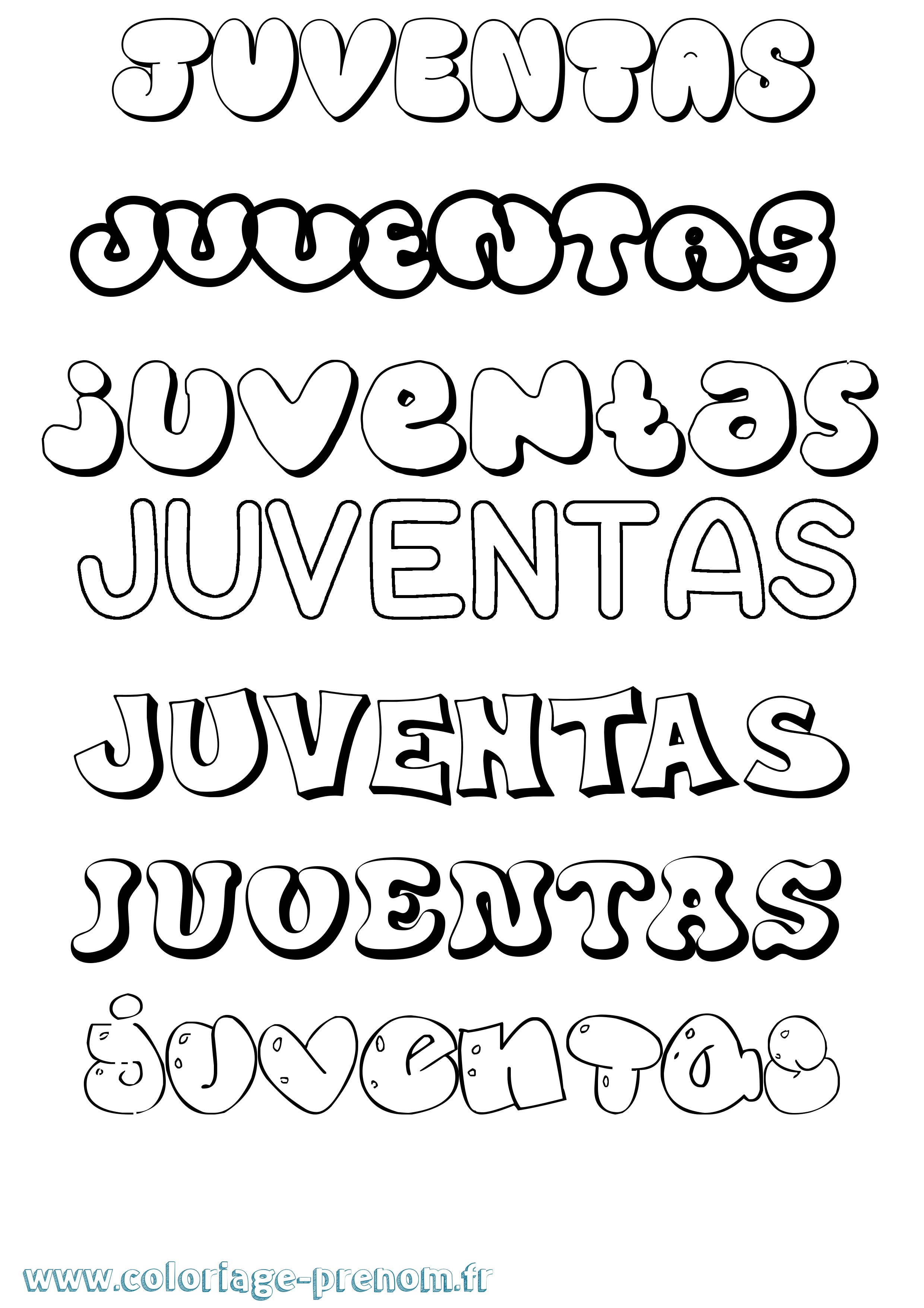 Coloriage Juventas Bubble Coloriage prénom Juventas Bubble