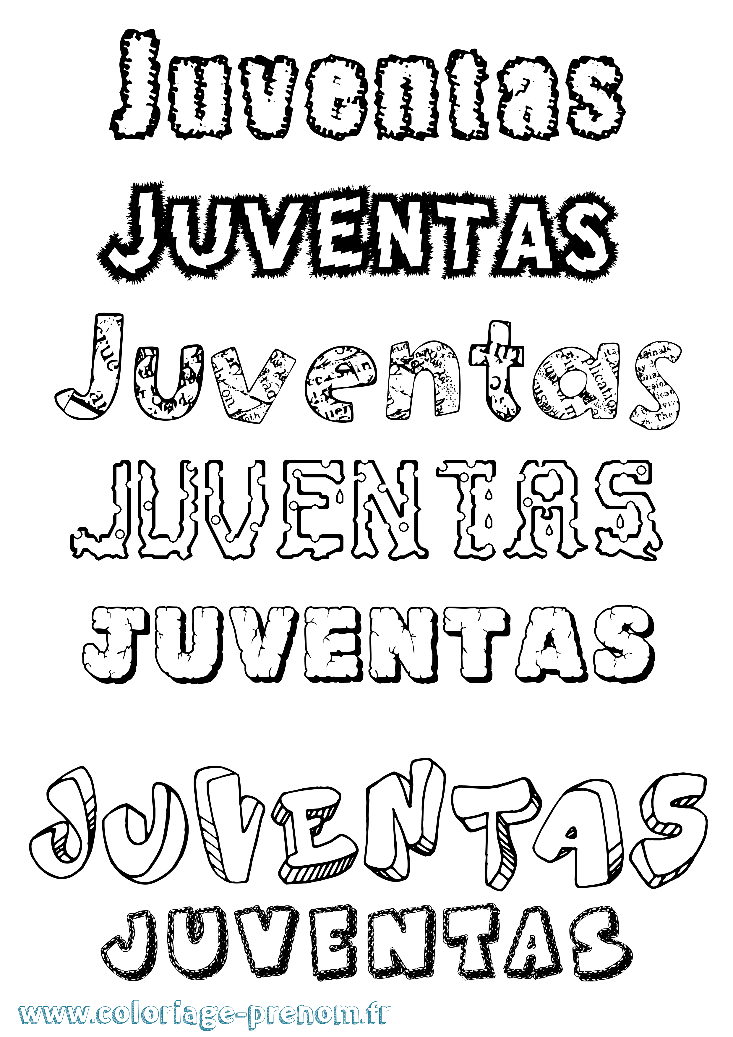 Coloriage Juventas Destructuré Coloriage prénom Juventas Destructuré