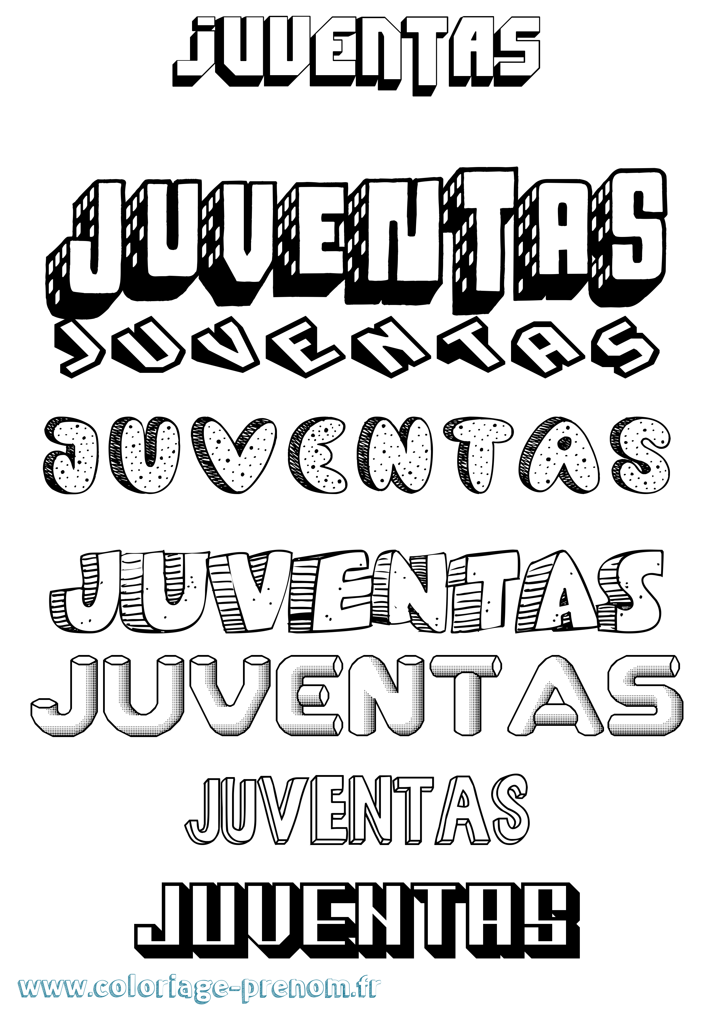 Coloriage Juventas Effet 3D Coloriage prénom Juventas Effet 3D