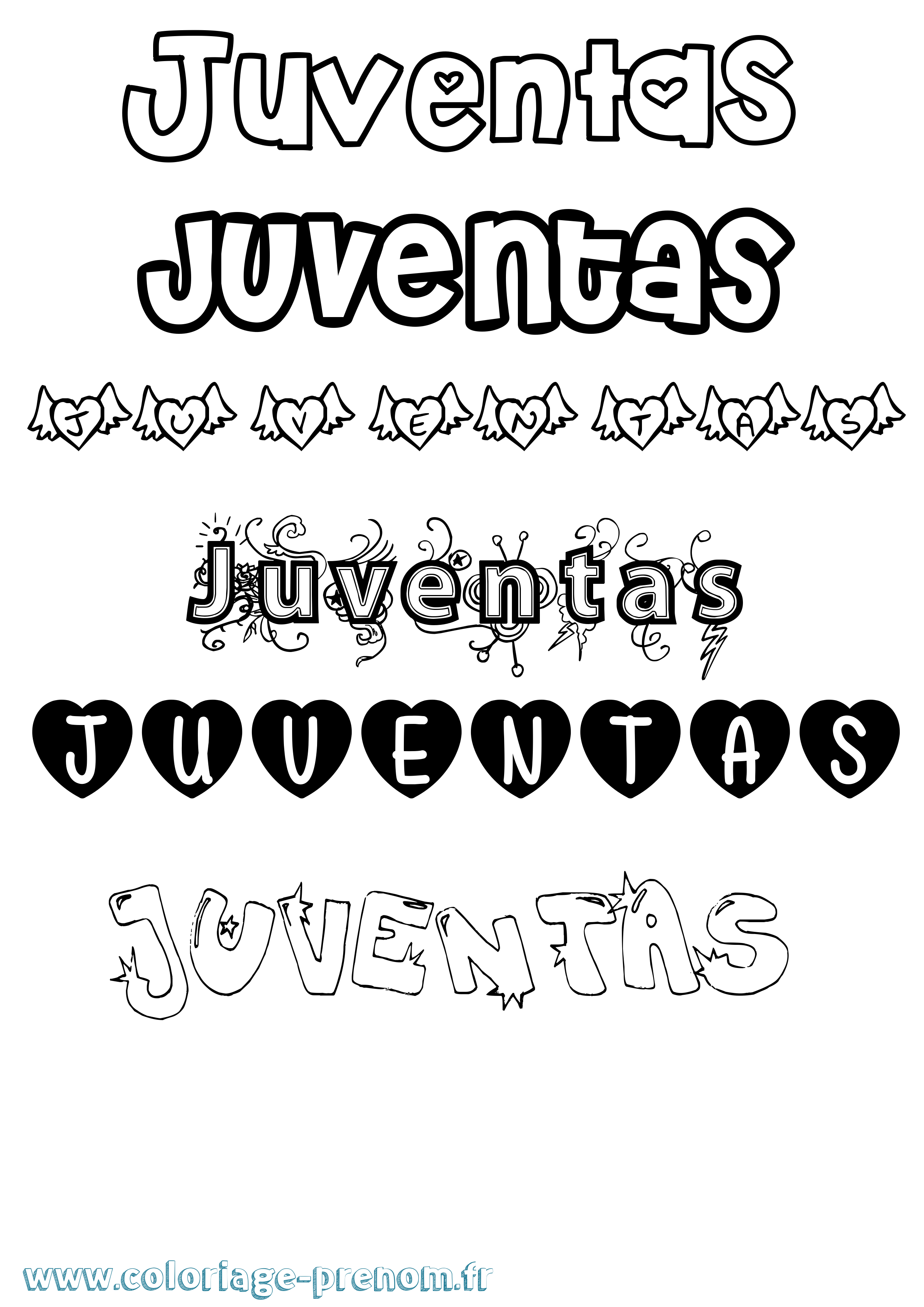 Coloriage Juventas Girly Coloriage prénom Juventas Girly