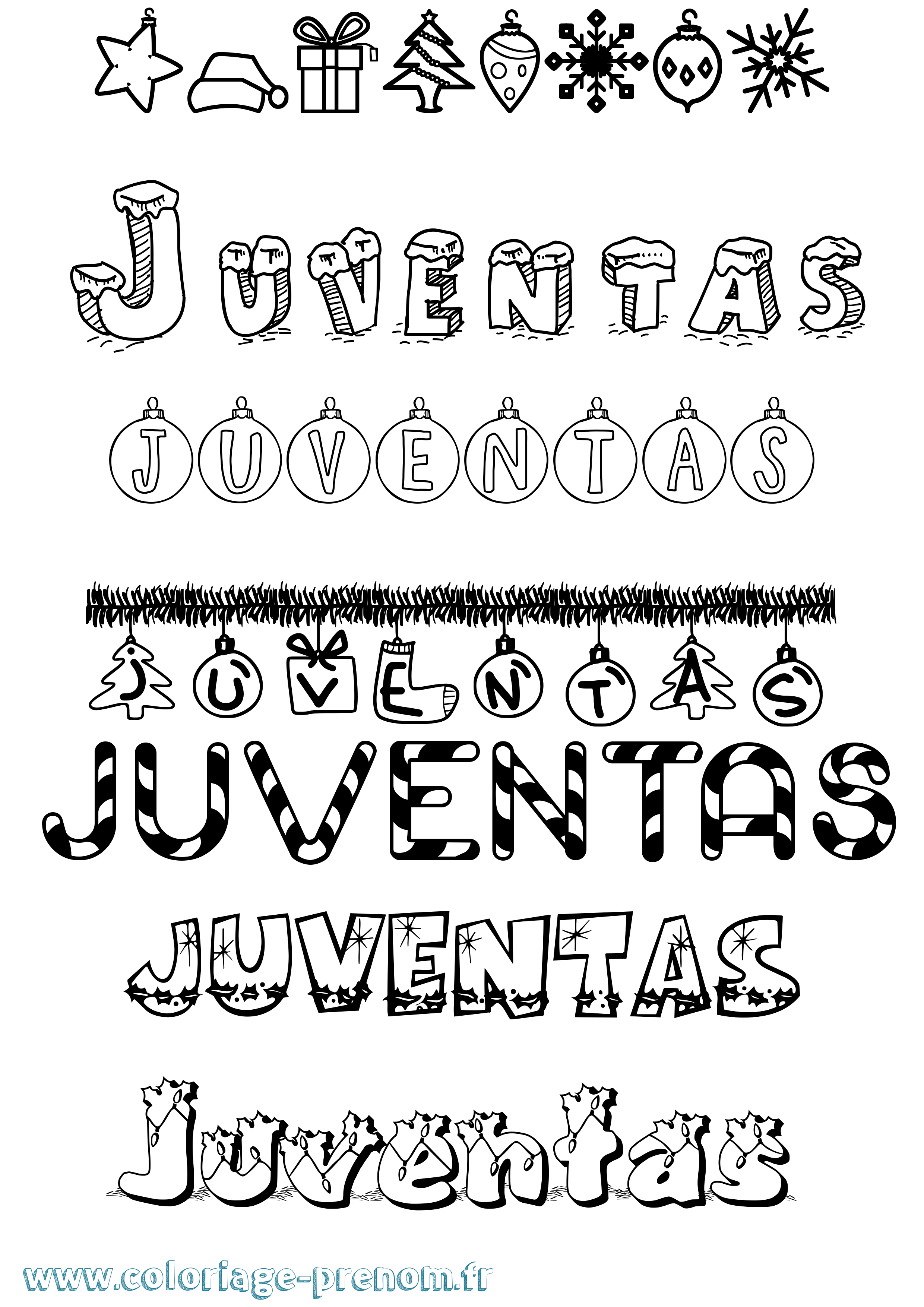 Coloriage Juventas Noël Coloriage prénom Juventas Noël