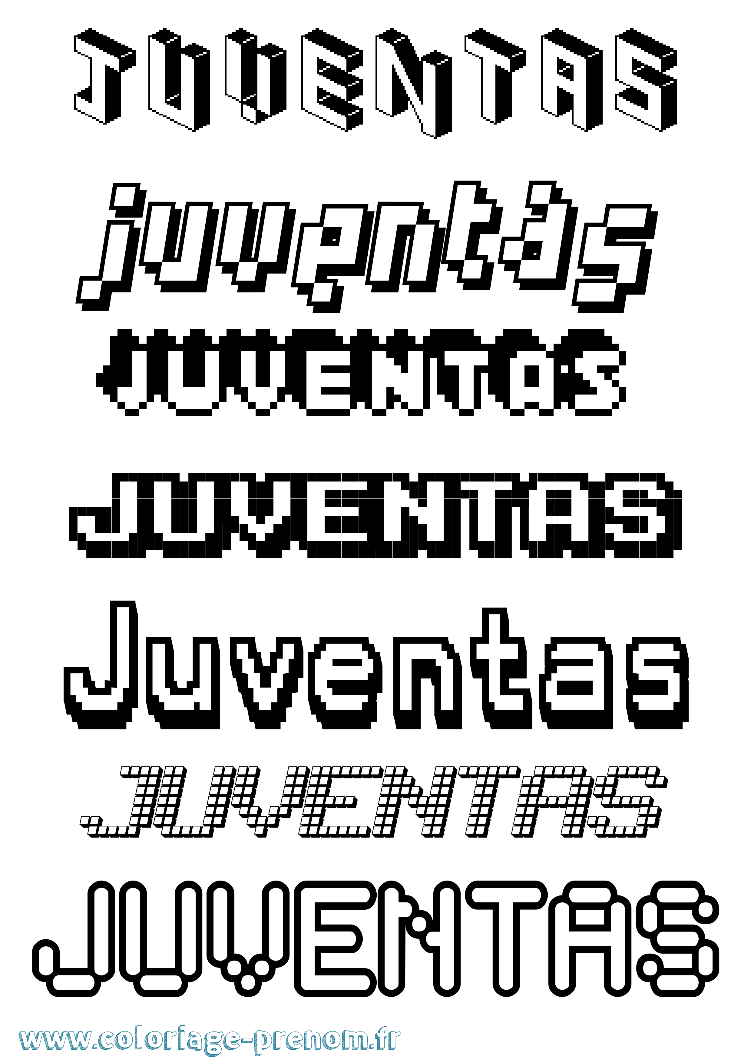 Coloriage Juventas Pixel Coloriage prénom Juventas Pixel