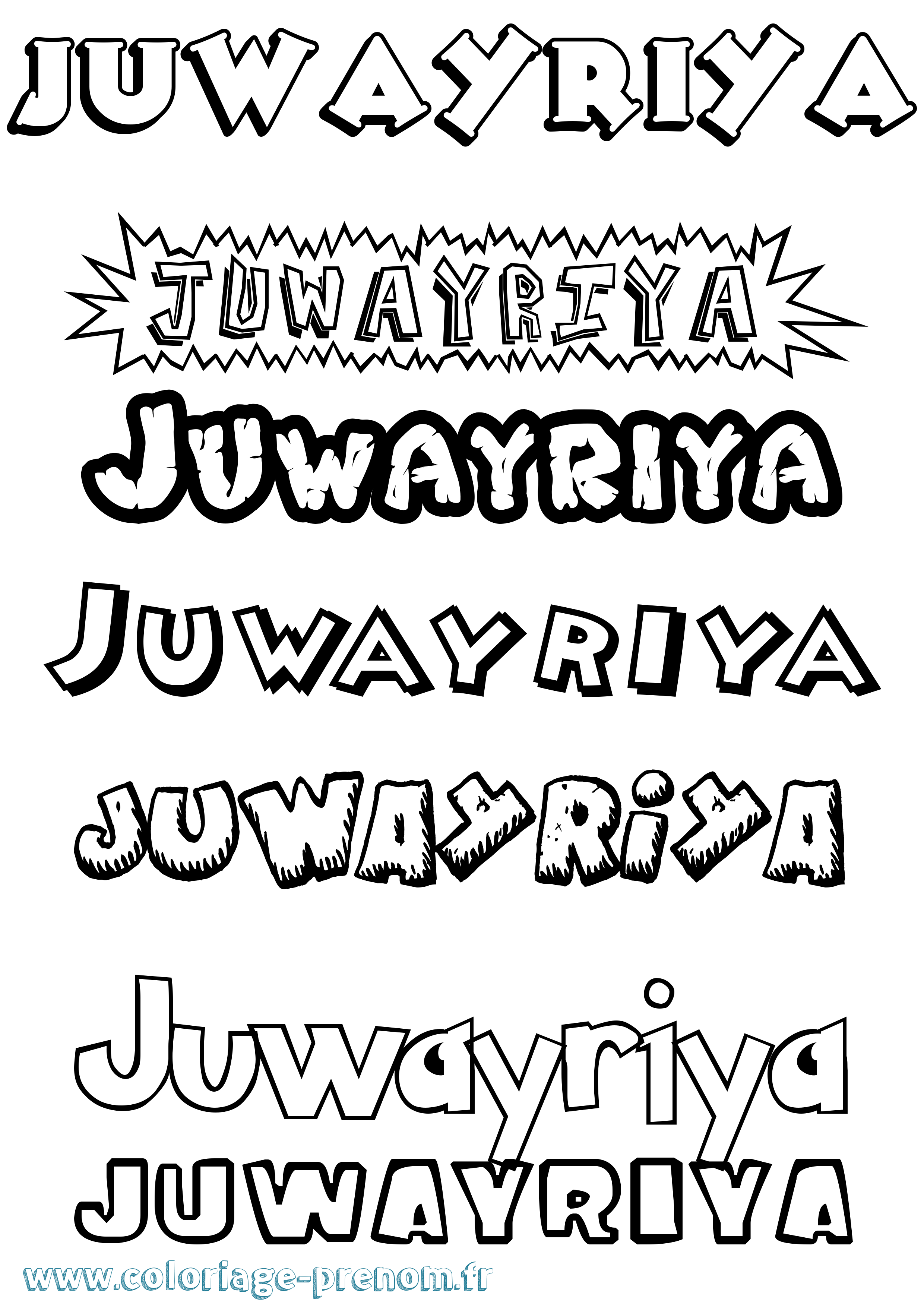 Coloriage prénom Juwayriya Dessin Animé