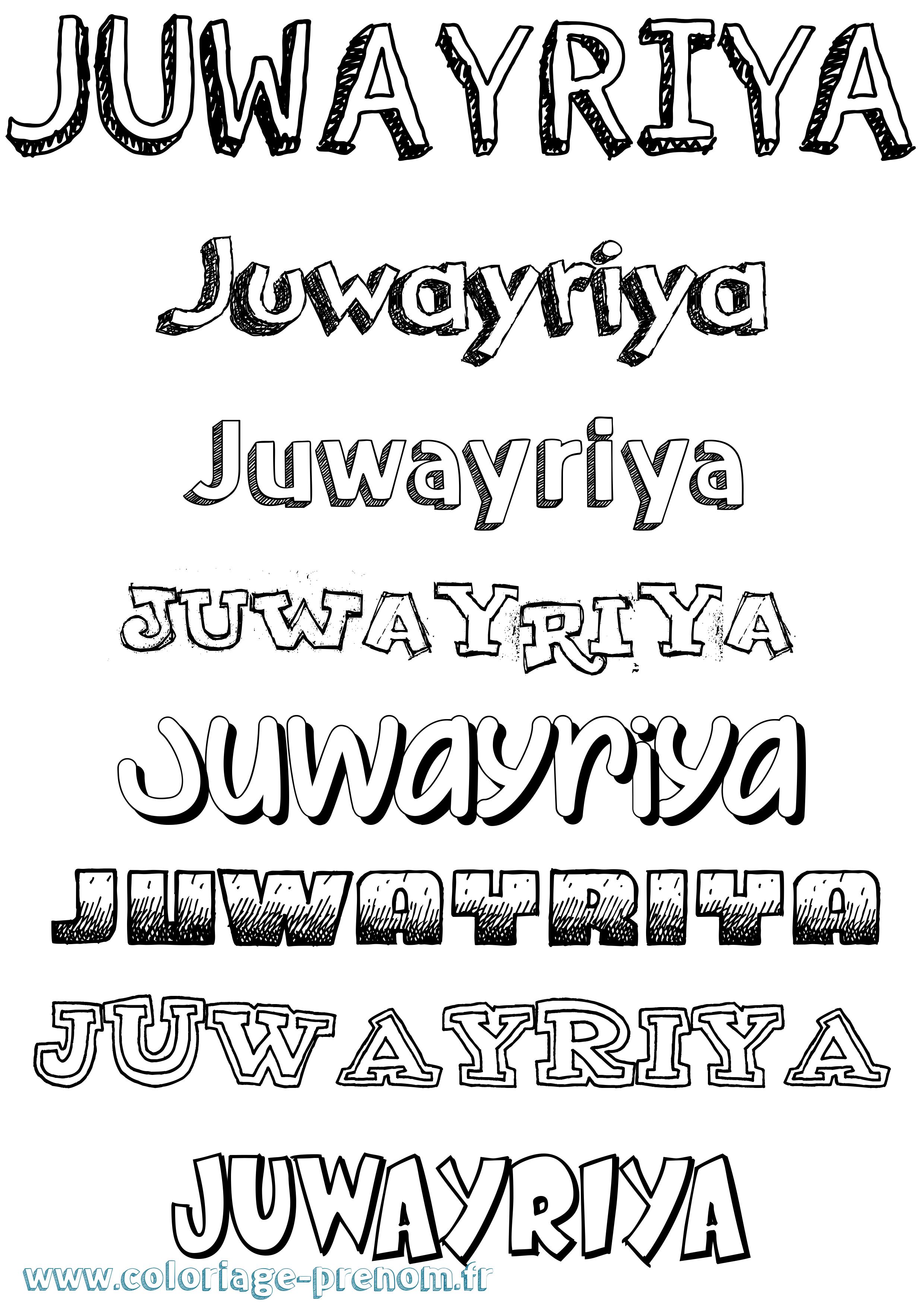 Coloriage prénom Juwayriya Dessiné