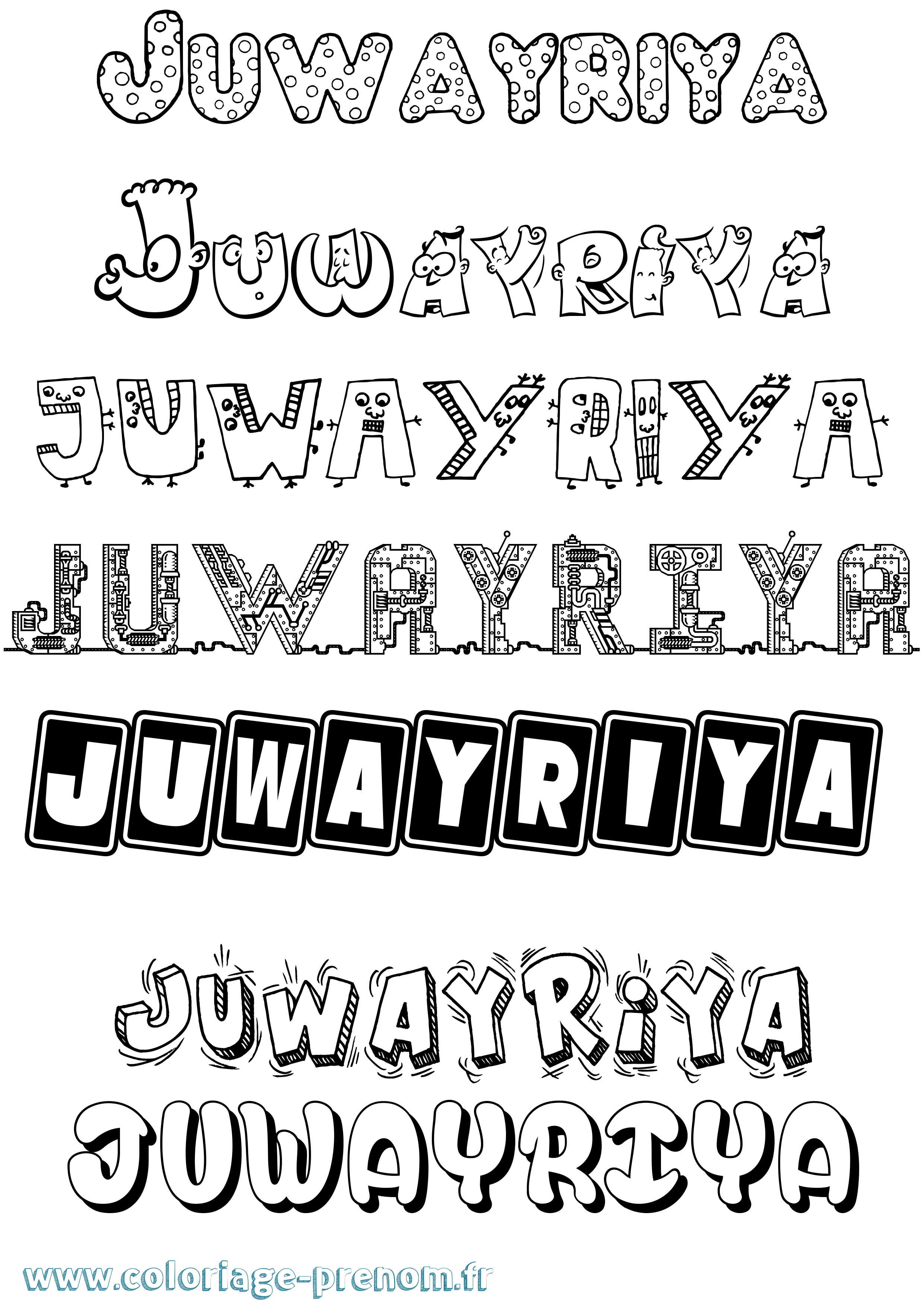Coloriage prénom Juwayriya Fun