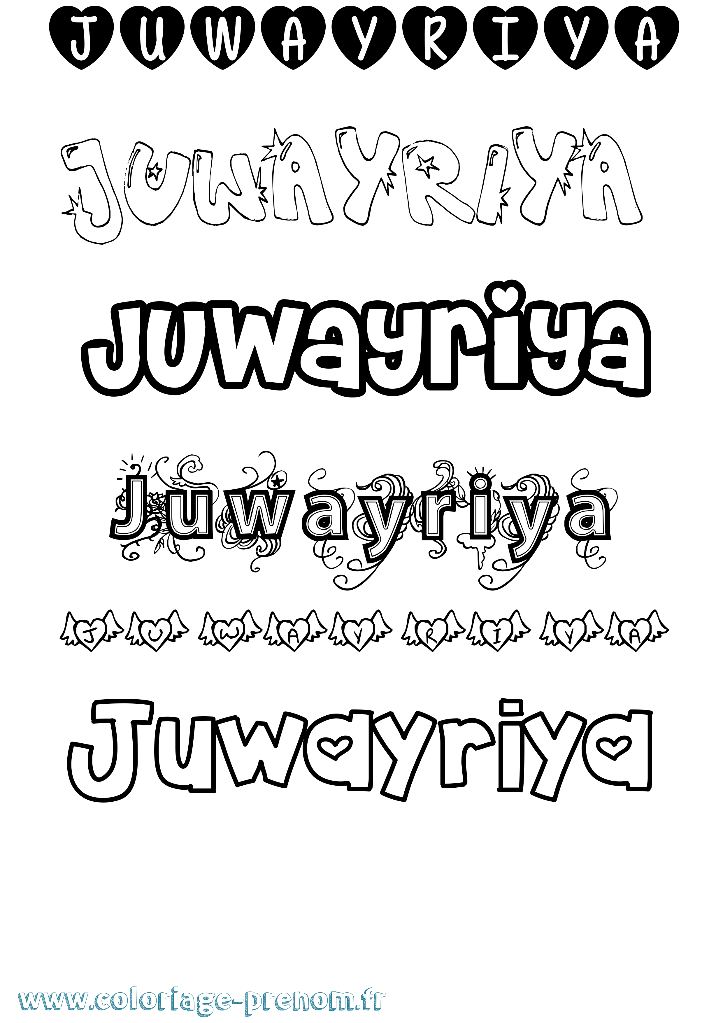 Coloriage prénom Juwayriya Girly