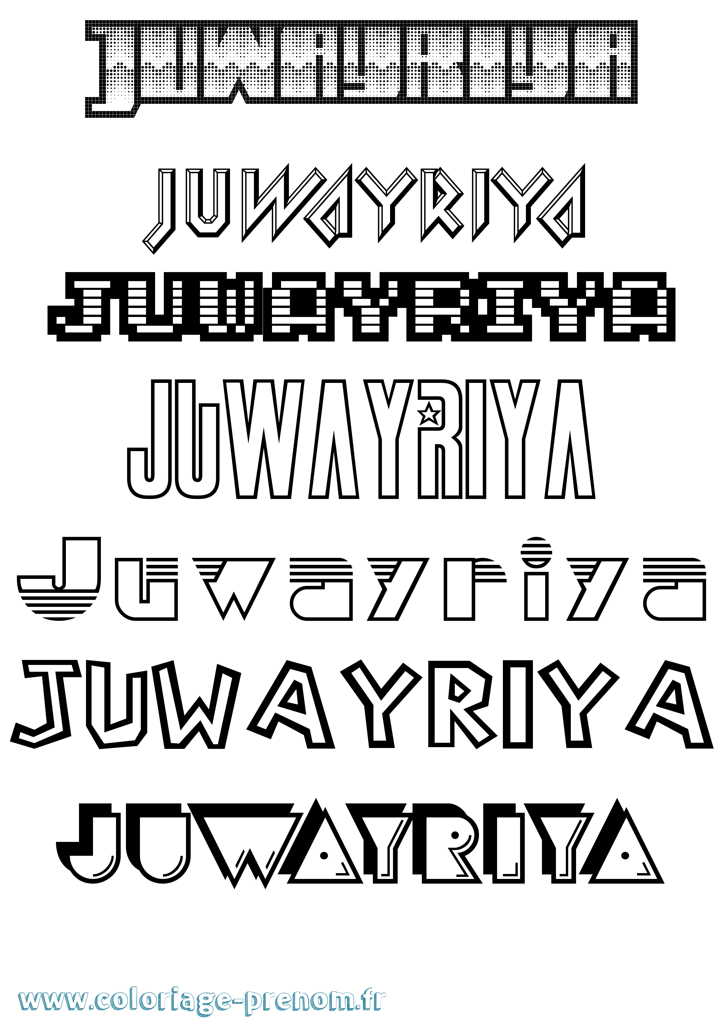 Coloriage prénom Juwayriya Jeux Vidéos