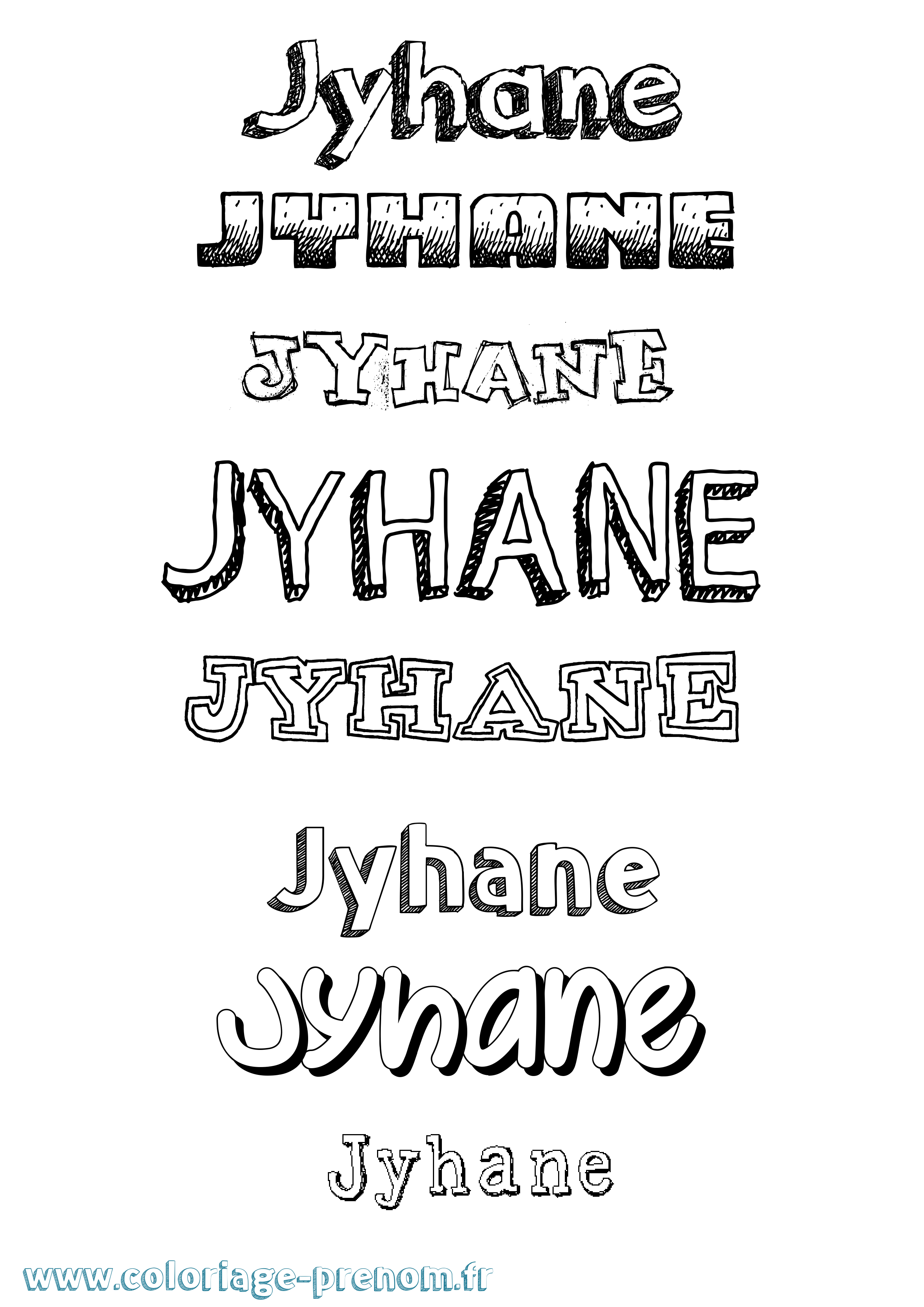 Coloriage prénom Jyhane Dessiné