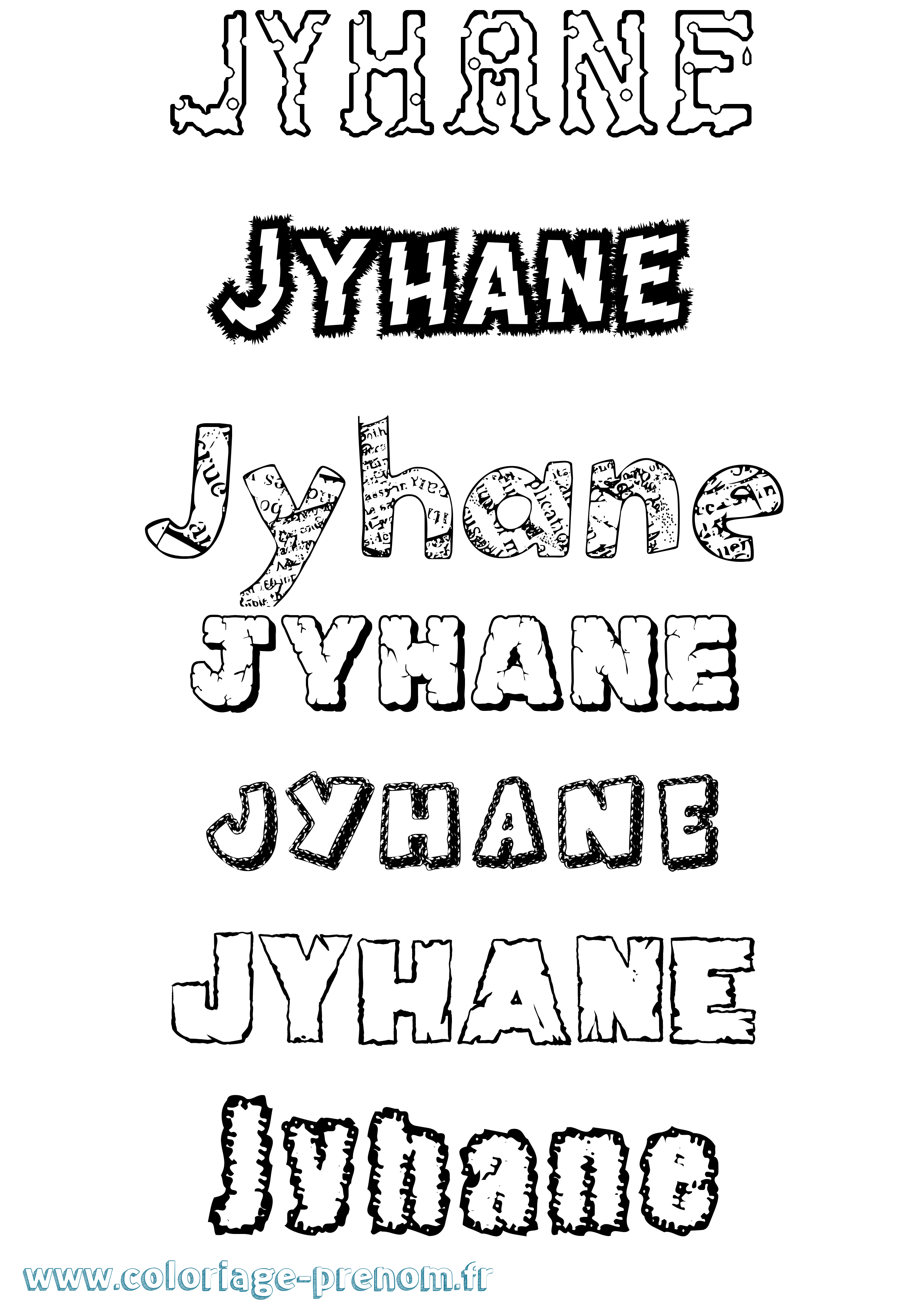 Coloriage prénom Jyhane Destructuré
