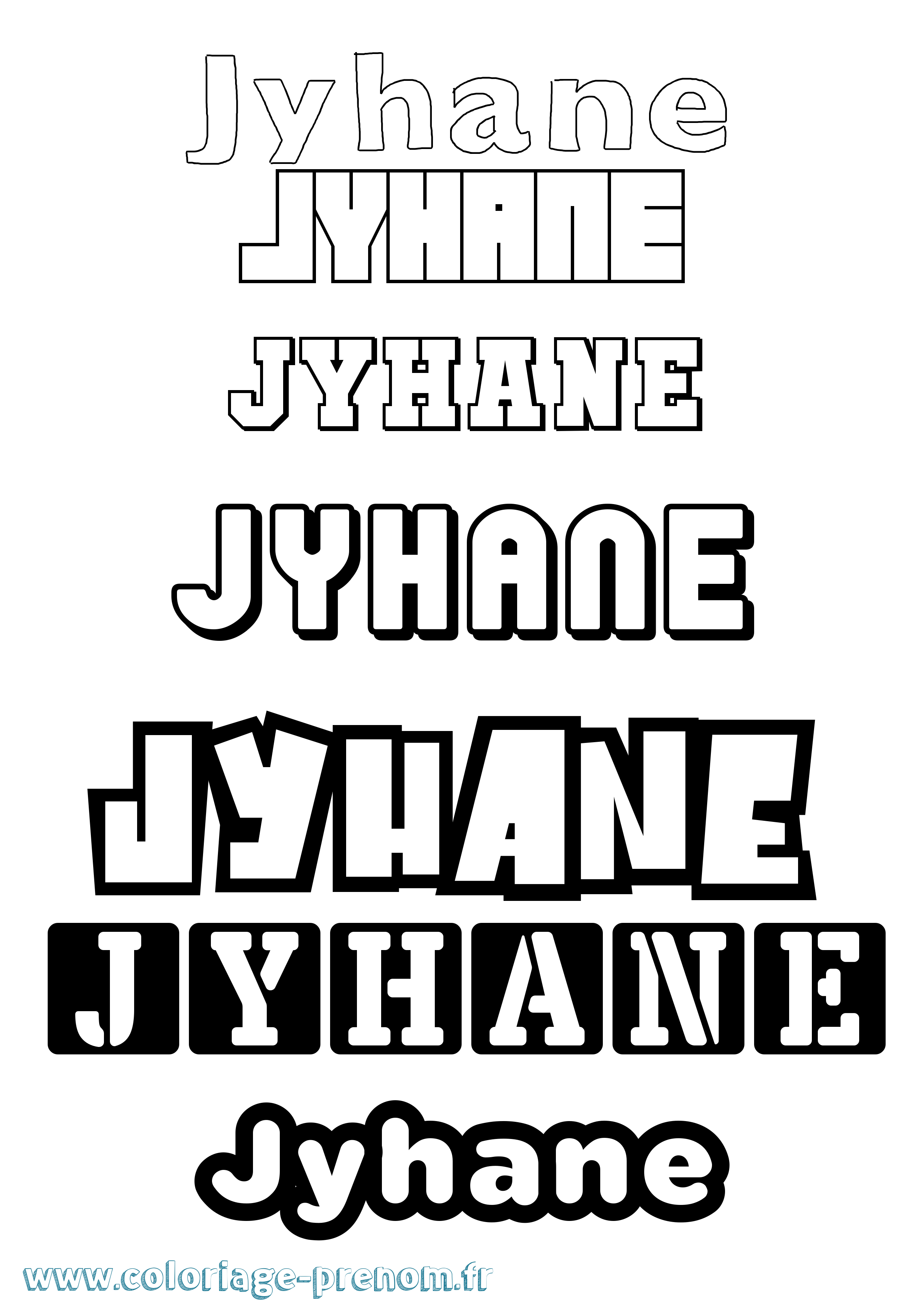 Coloriage prénom Jyhane Simple
