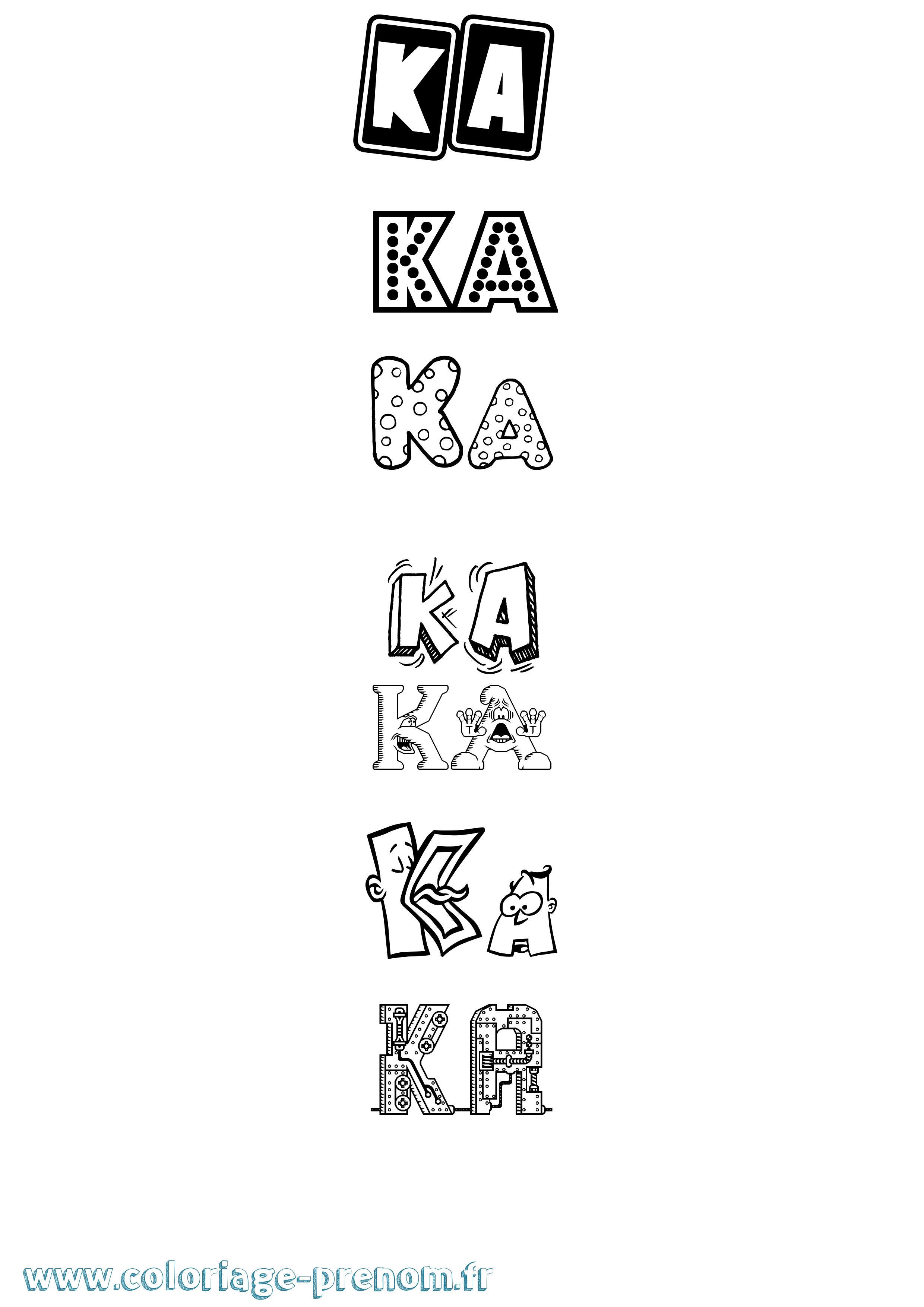 Coloriage prénom Ka Fun