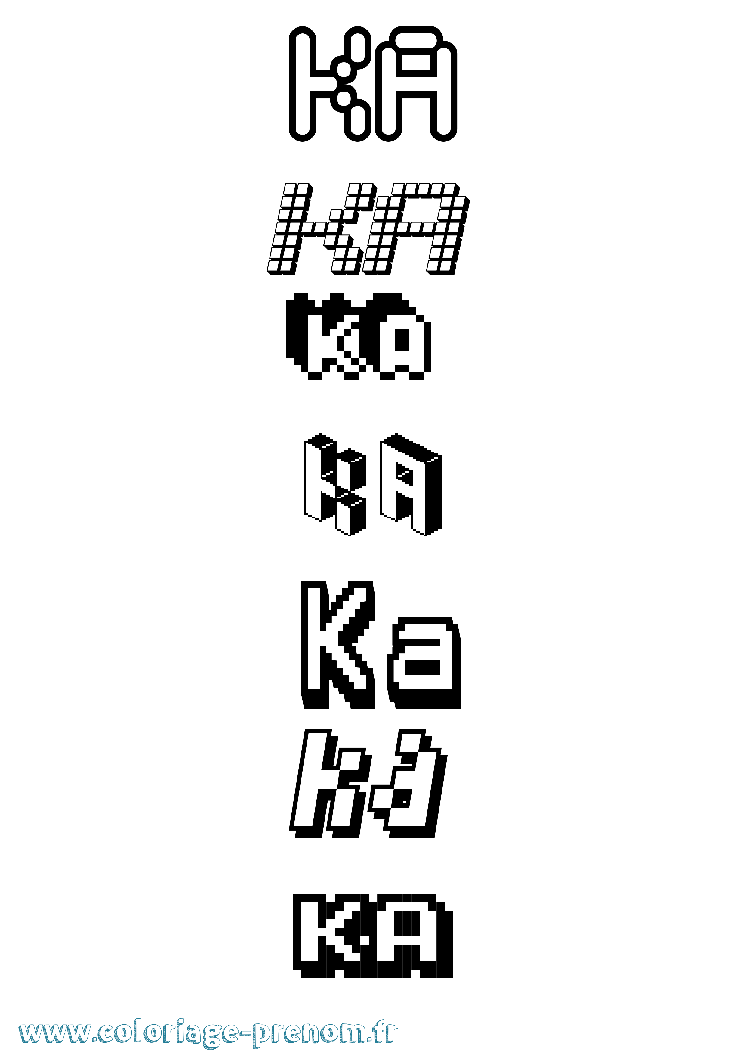 Coloriage prénom Ka Pixel