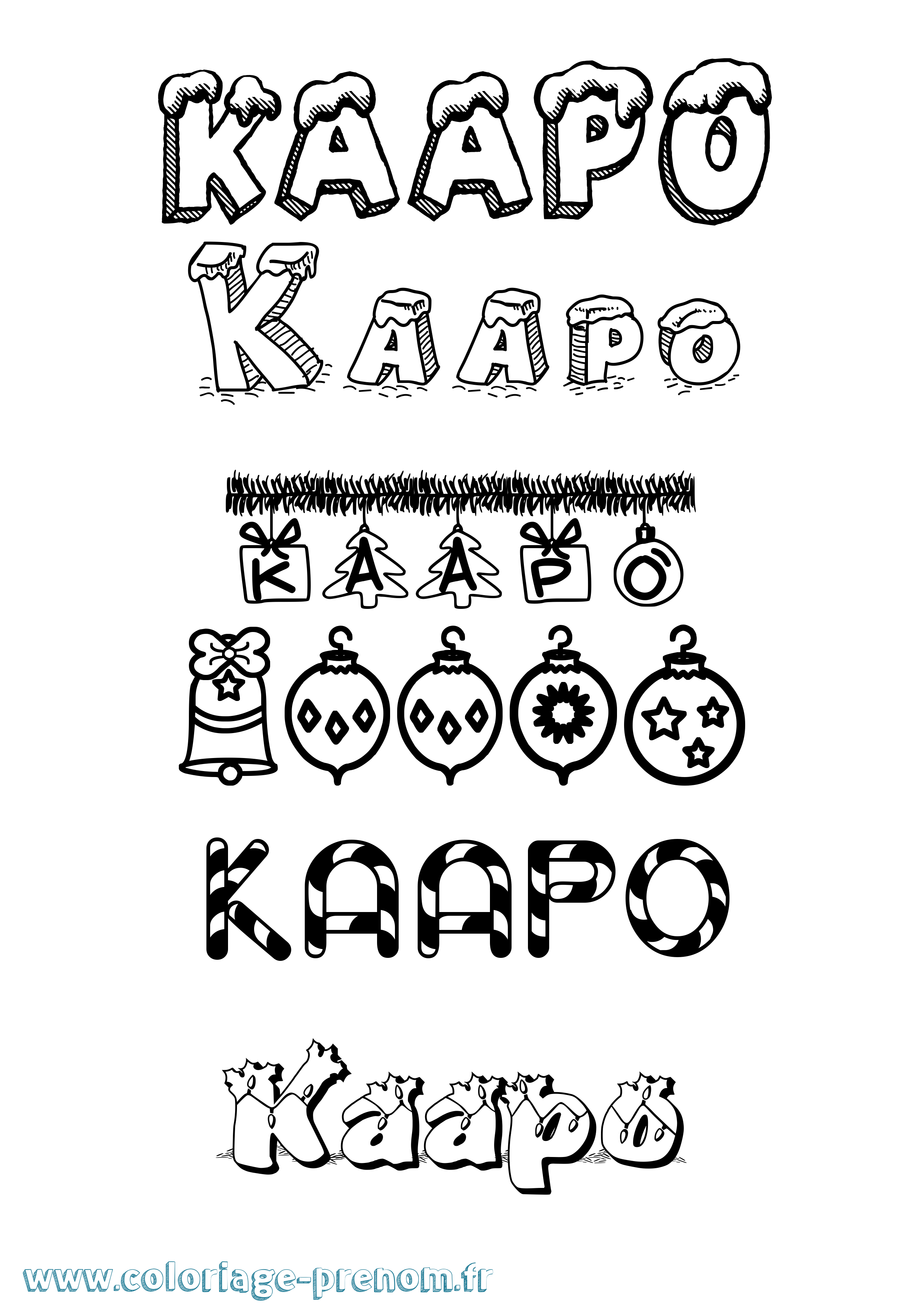 Coloriage prénom Kaapo Noël