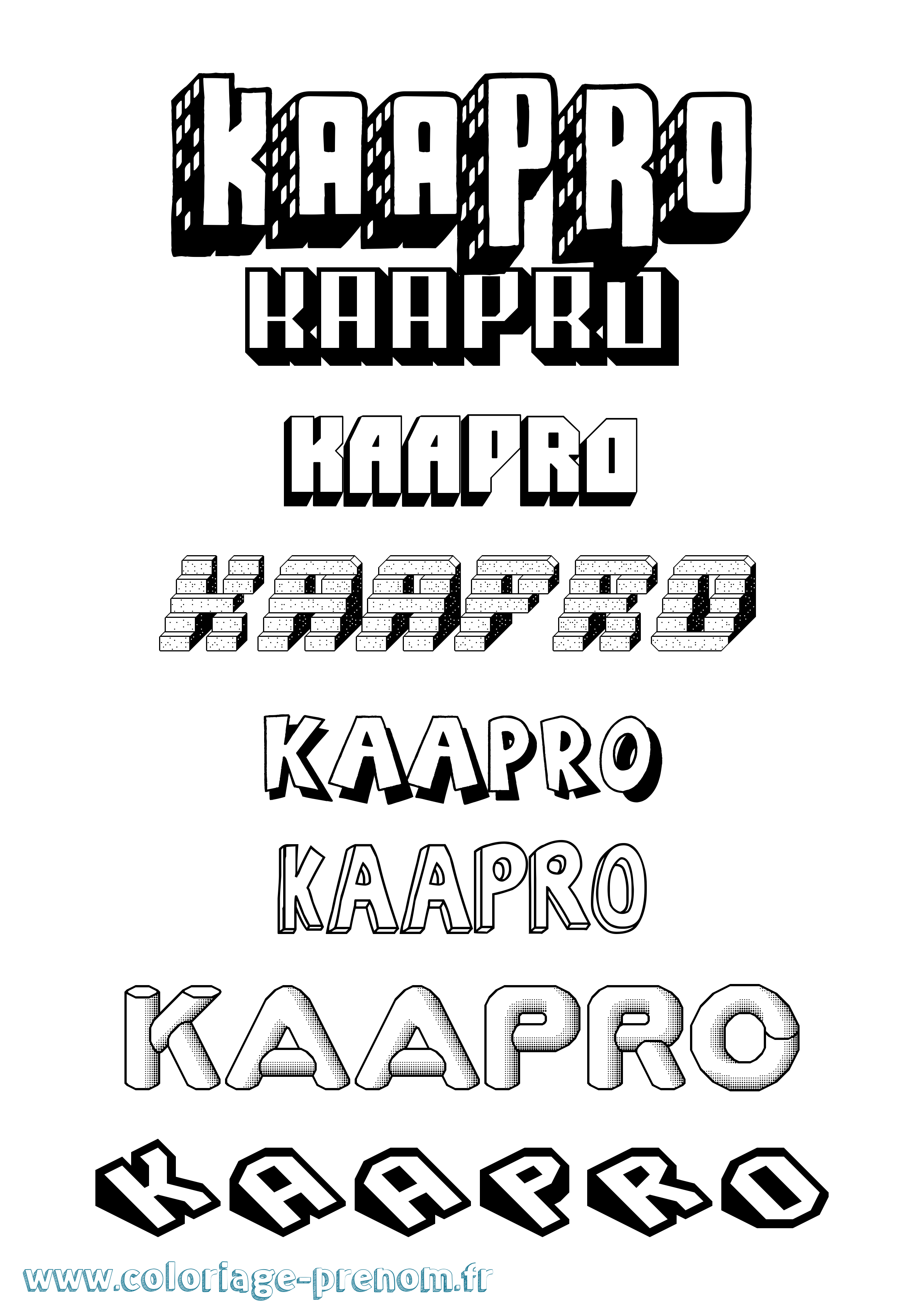 Coloriage prénom Kaapro Effet 3D