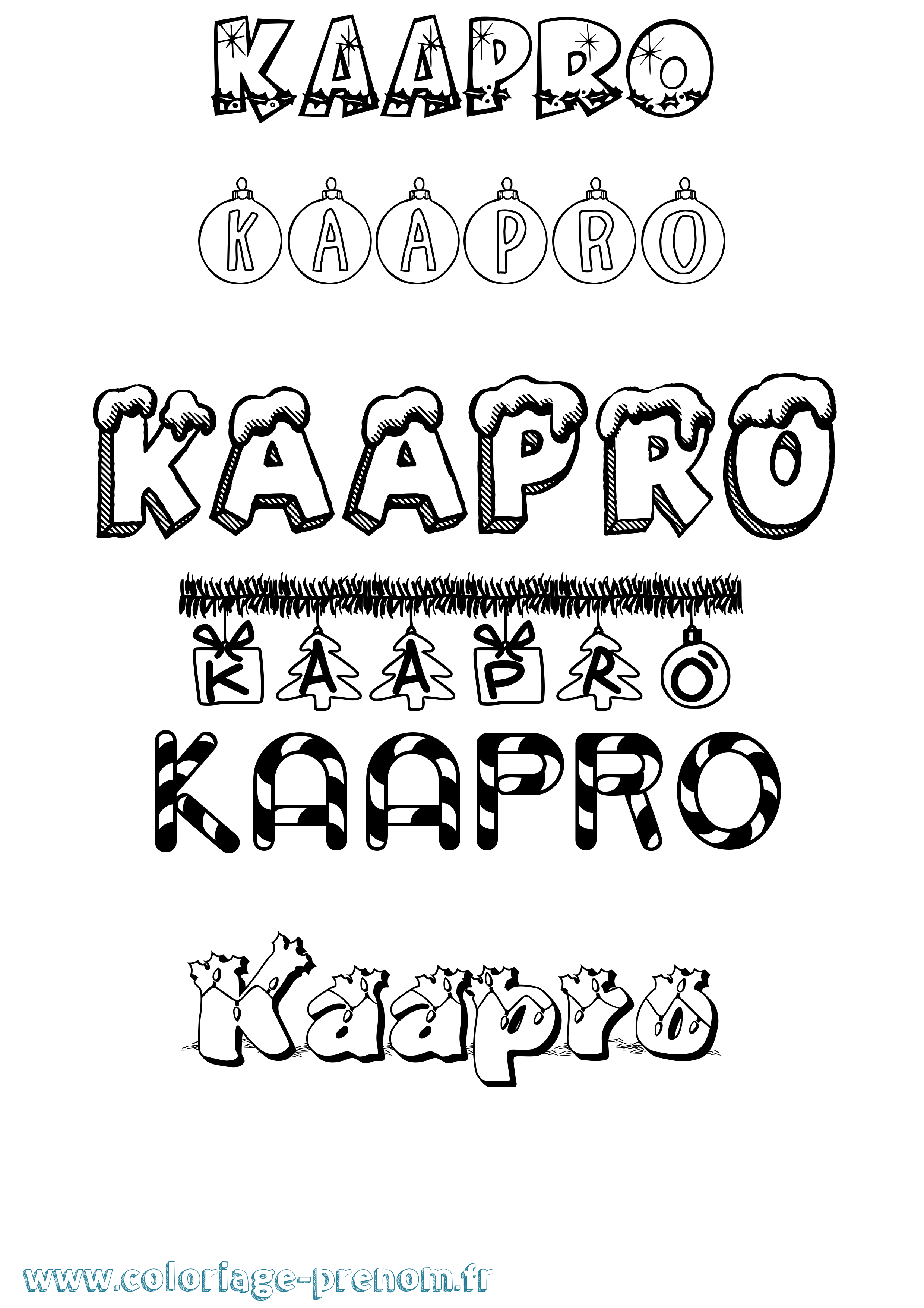 Coloriage prénom Kaapro Noël