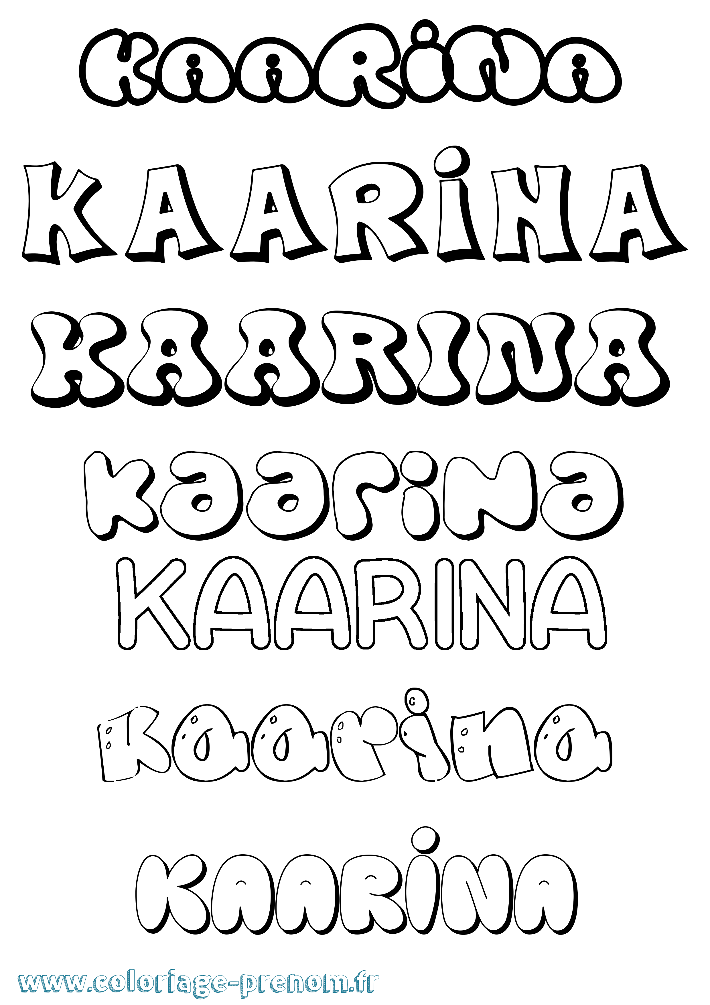 Coloriage prénom Kaarina Bubble