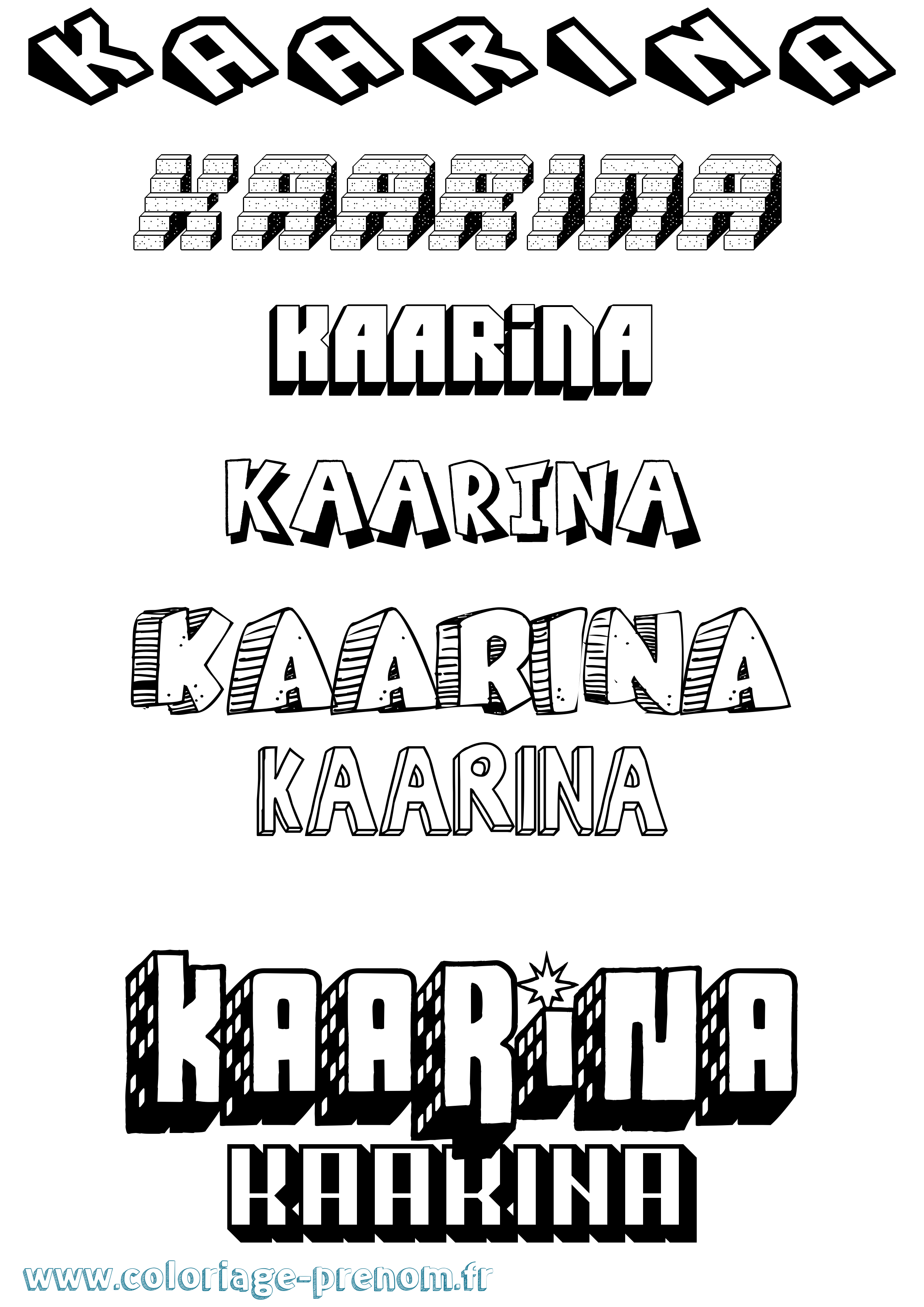 Coloriage prénom Kaarina Effet 3D