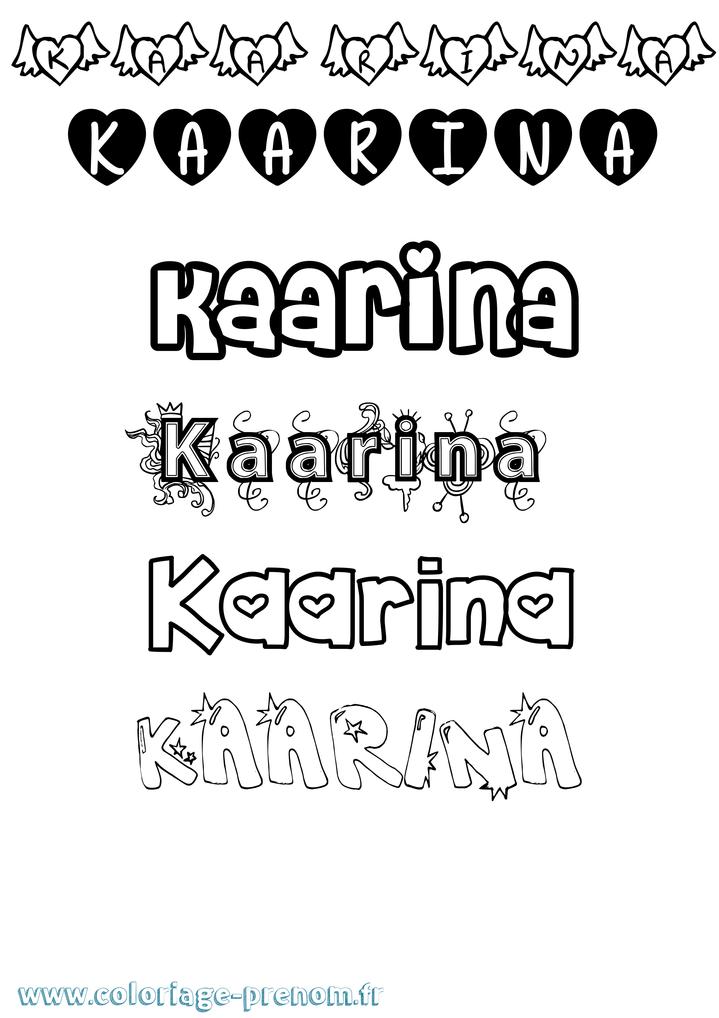 Coloriage prénom Kaarina Girly