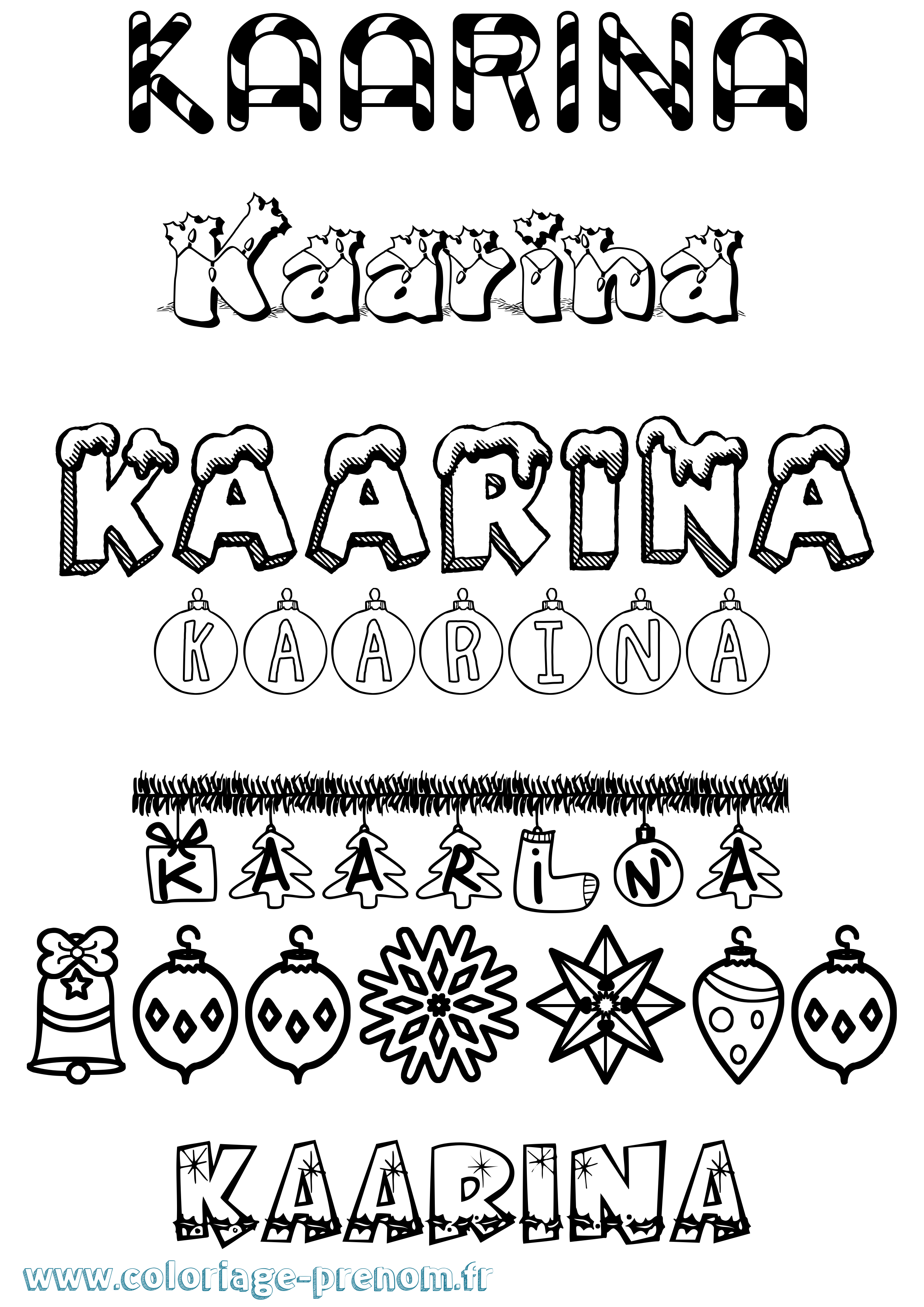 Coloriage prénom Kaarina Noël