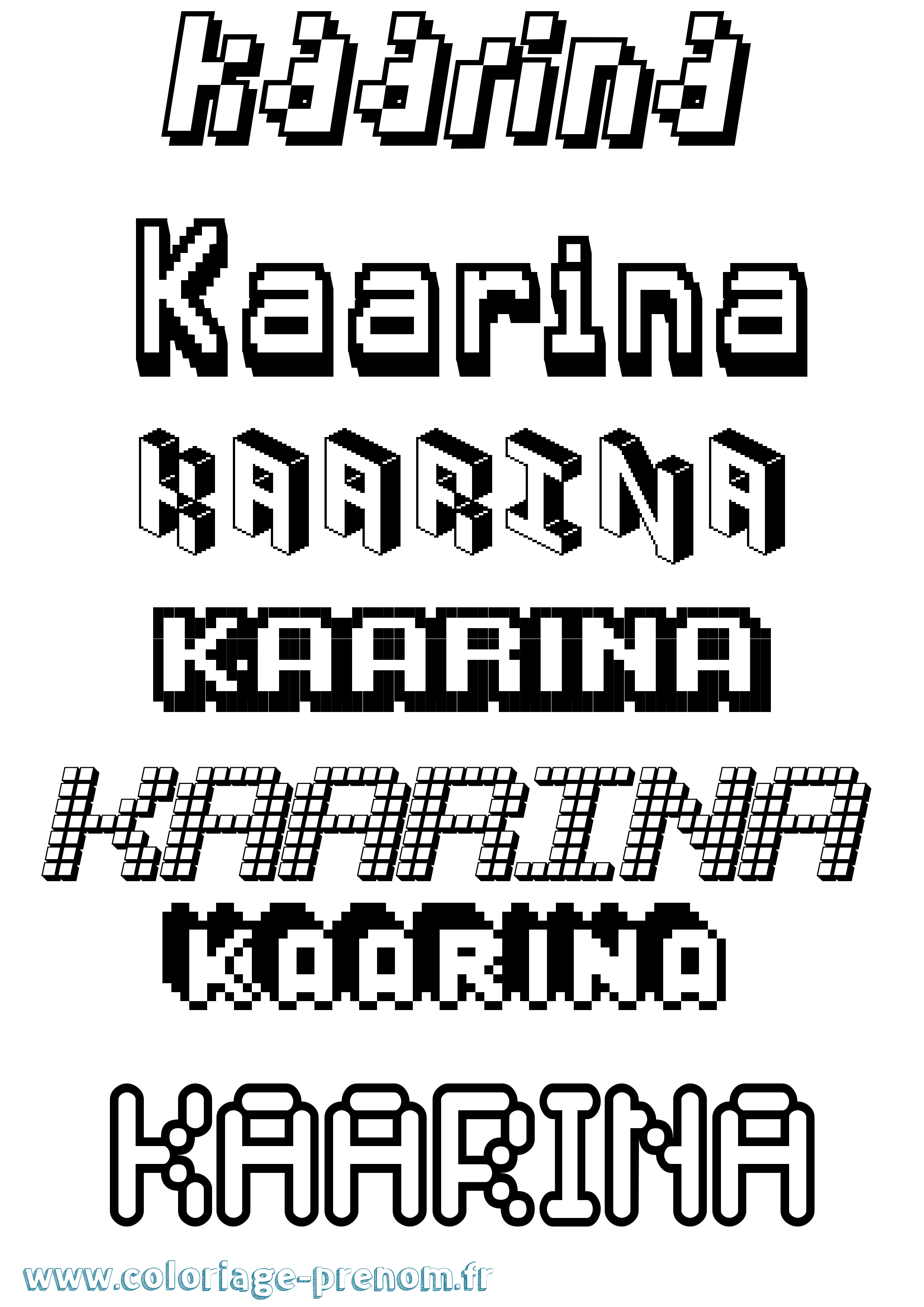 Coloriage prénom Kaarina Pixel