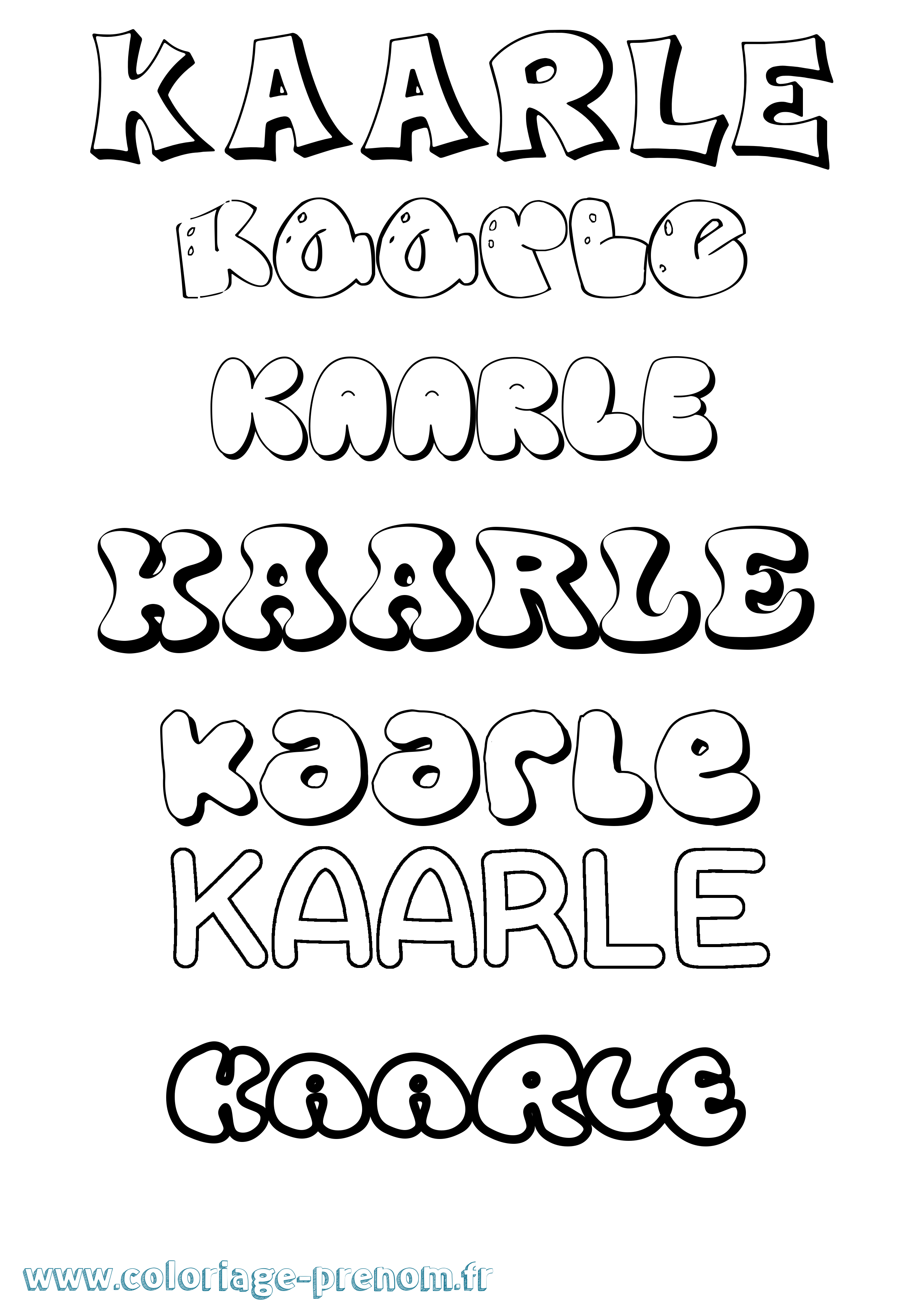Coloriage prénom Kaarle Bubble