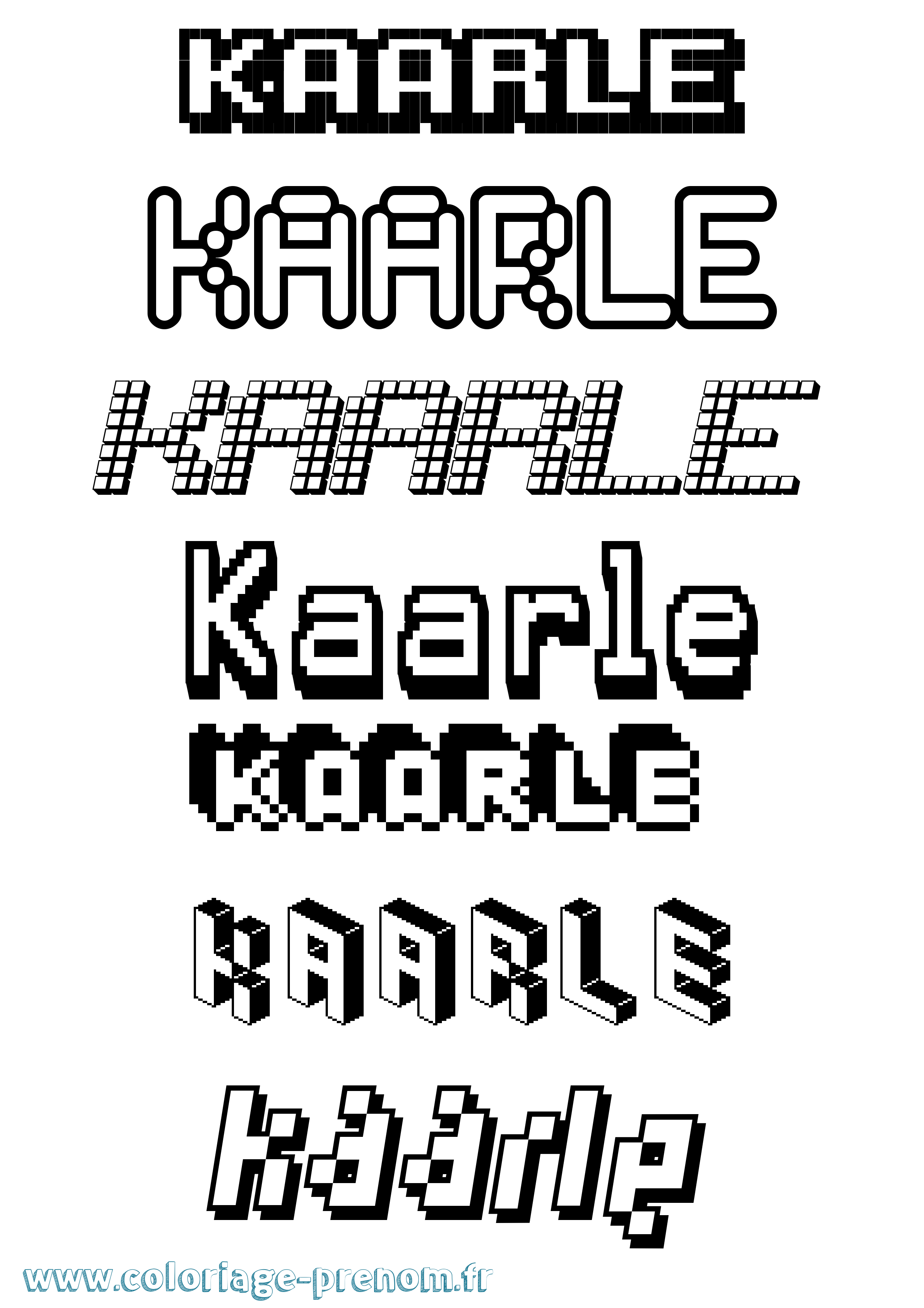 Coloriage prénom Kaarle Pixel