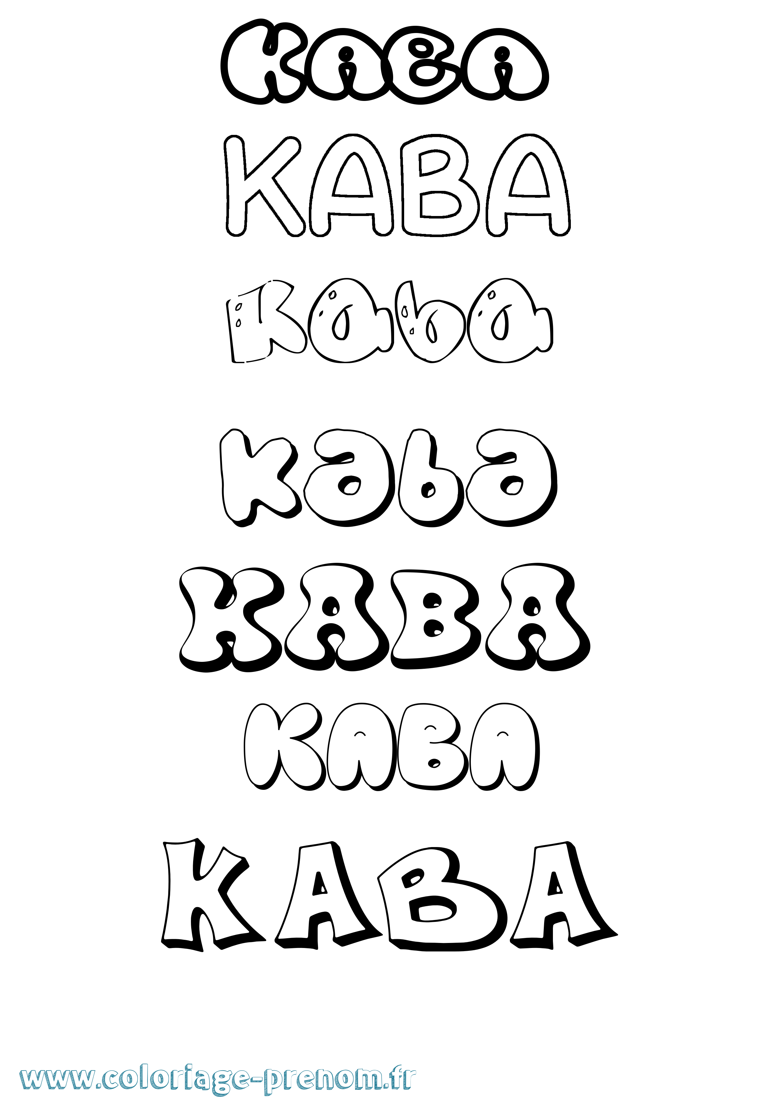 Coloriage prénom Kaba Bubble