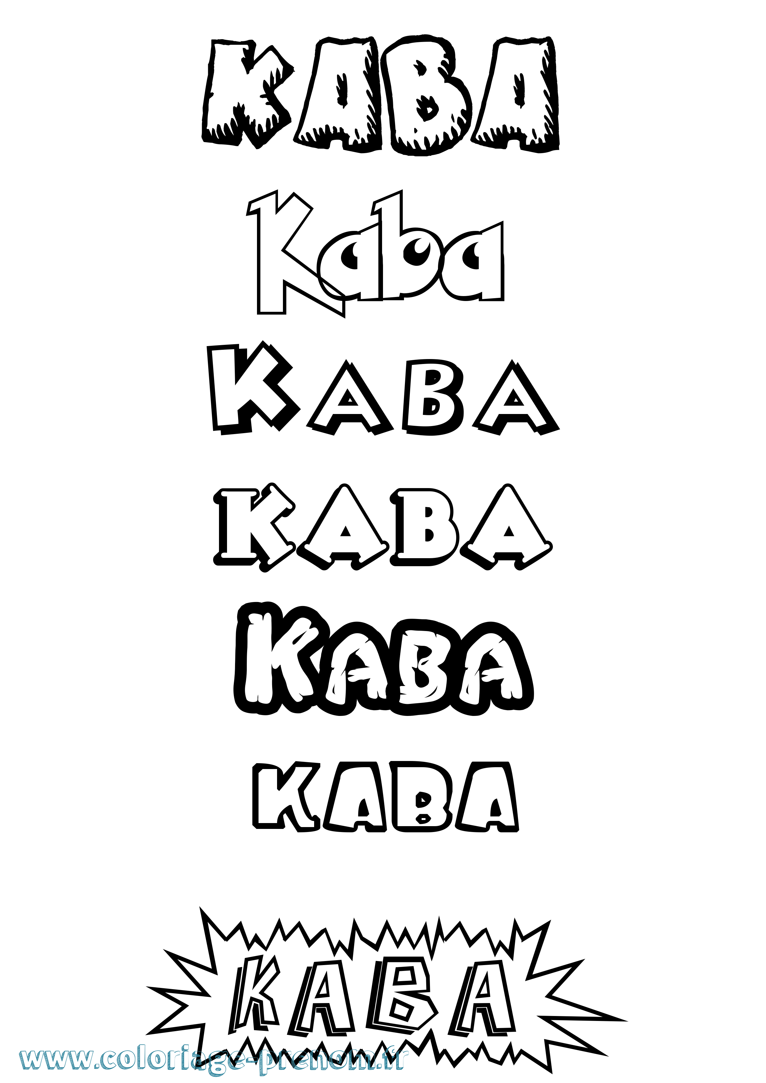 Coloriage prénom Kaba Dessin Animé