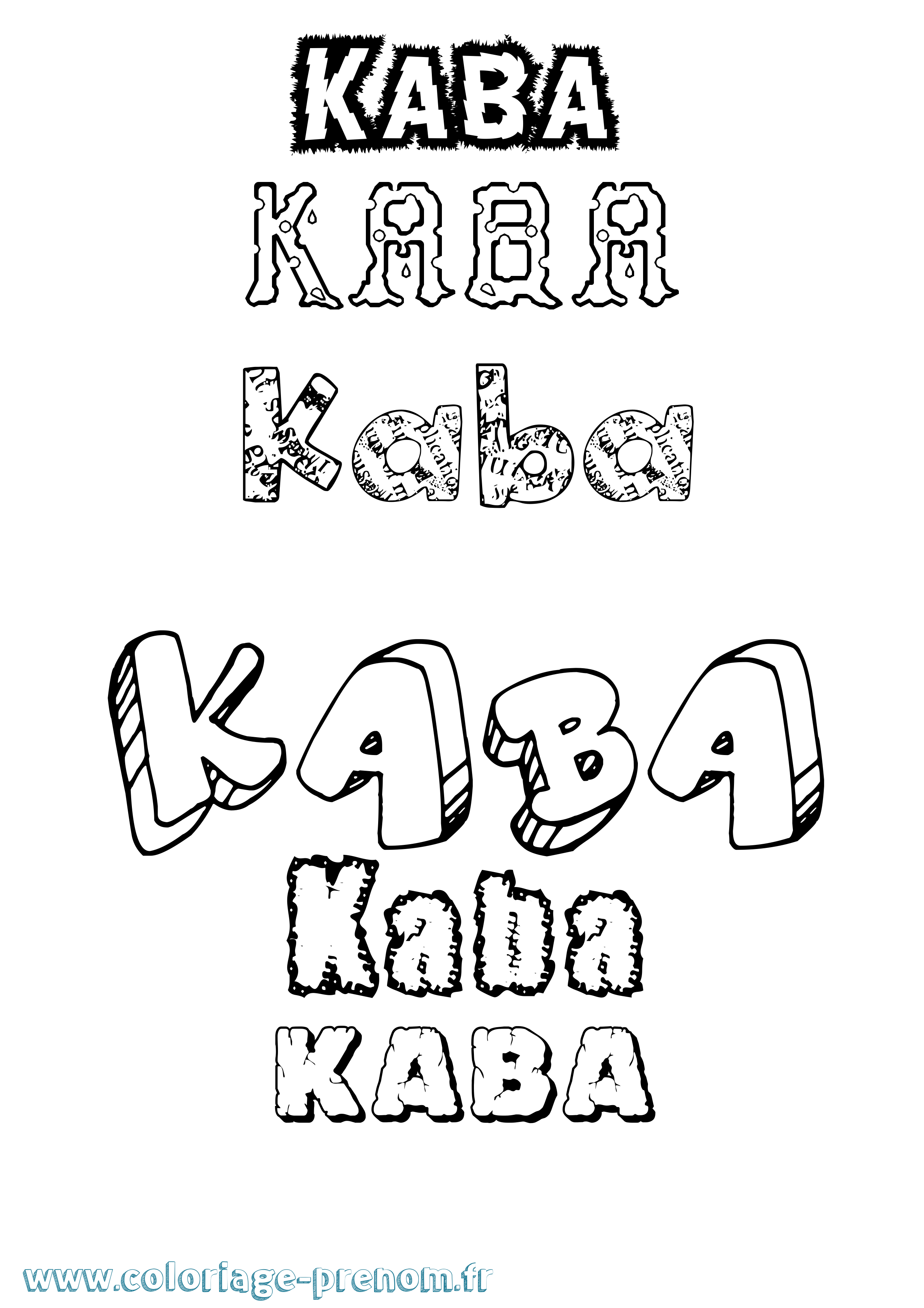 Coloriage prénom Kaba Destructuré