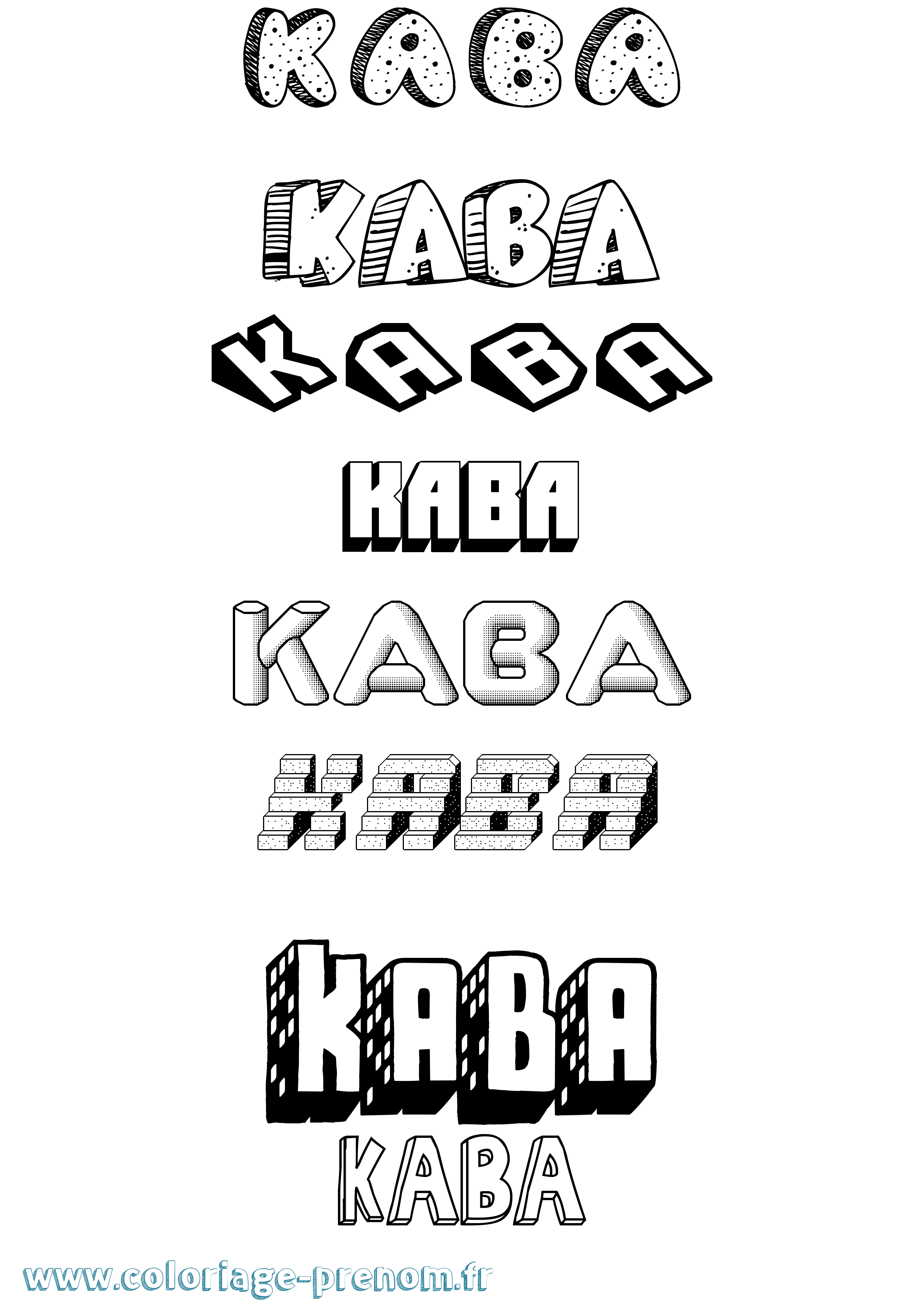 Coloriage prénom Kaba Effet 3D