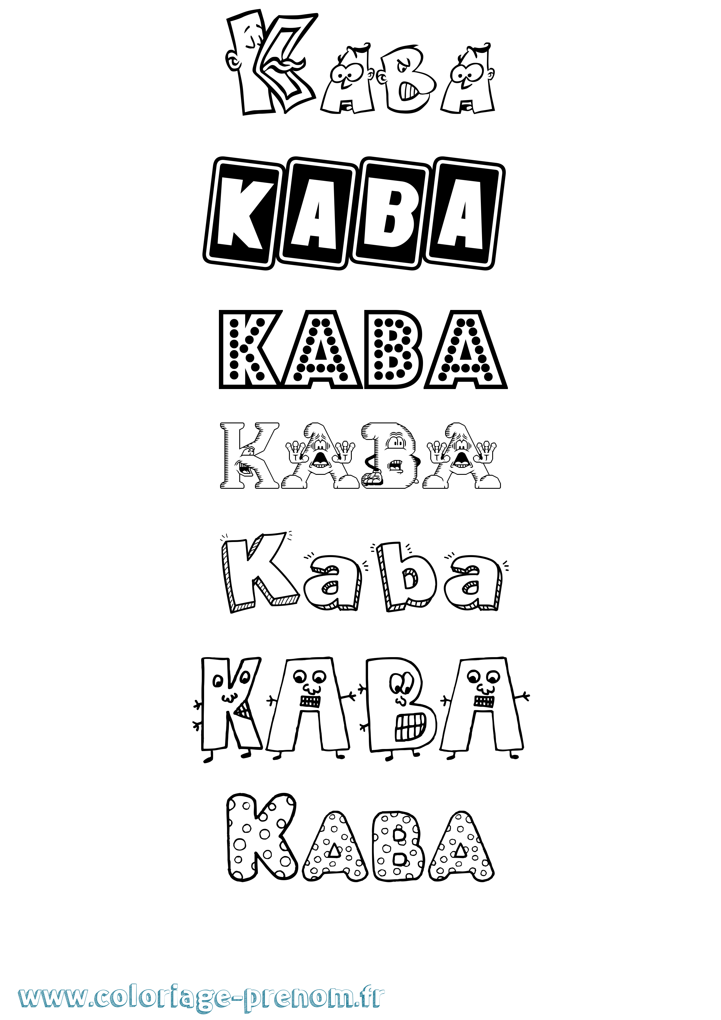 Coloriage prénom Kaba Fun