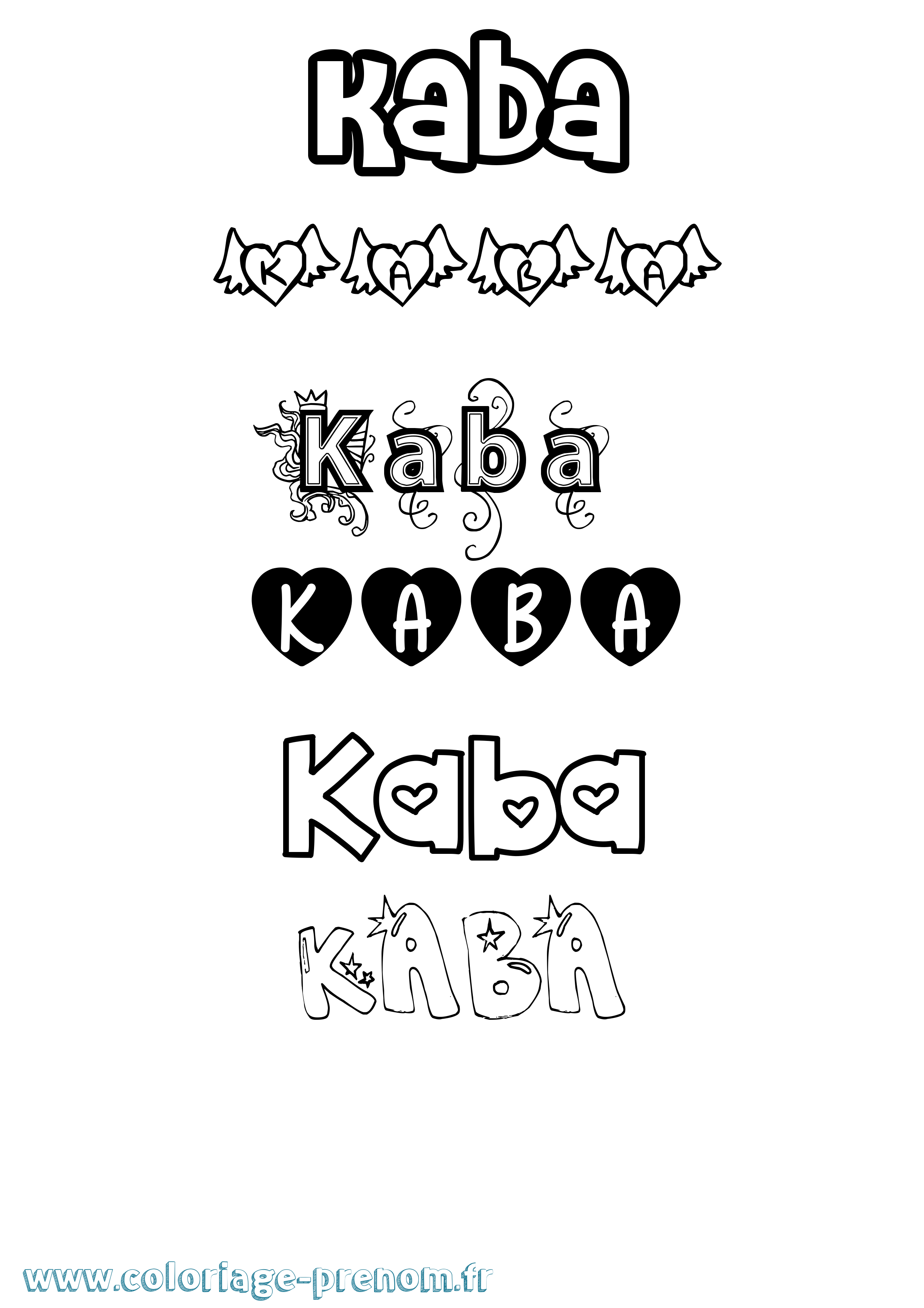 Coloriage prénom Kaba Girly