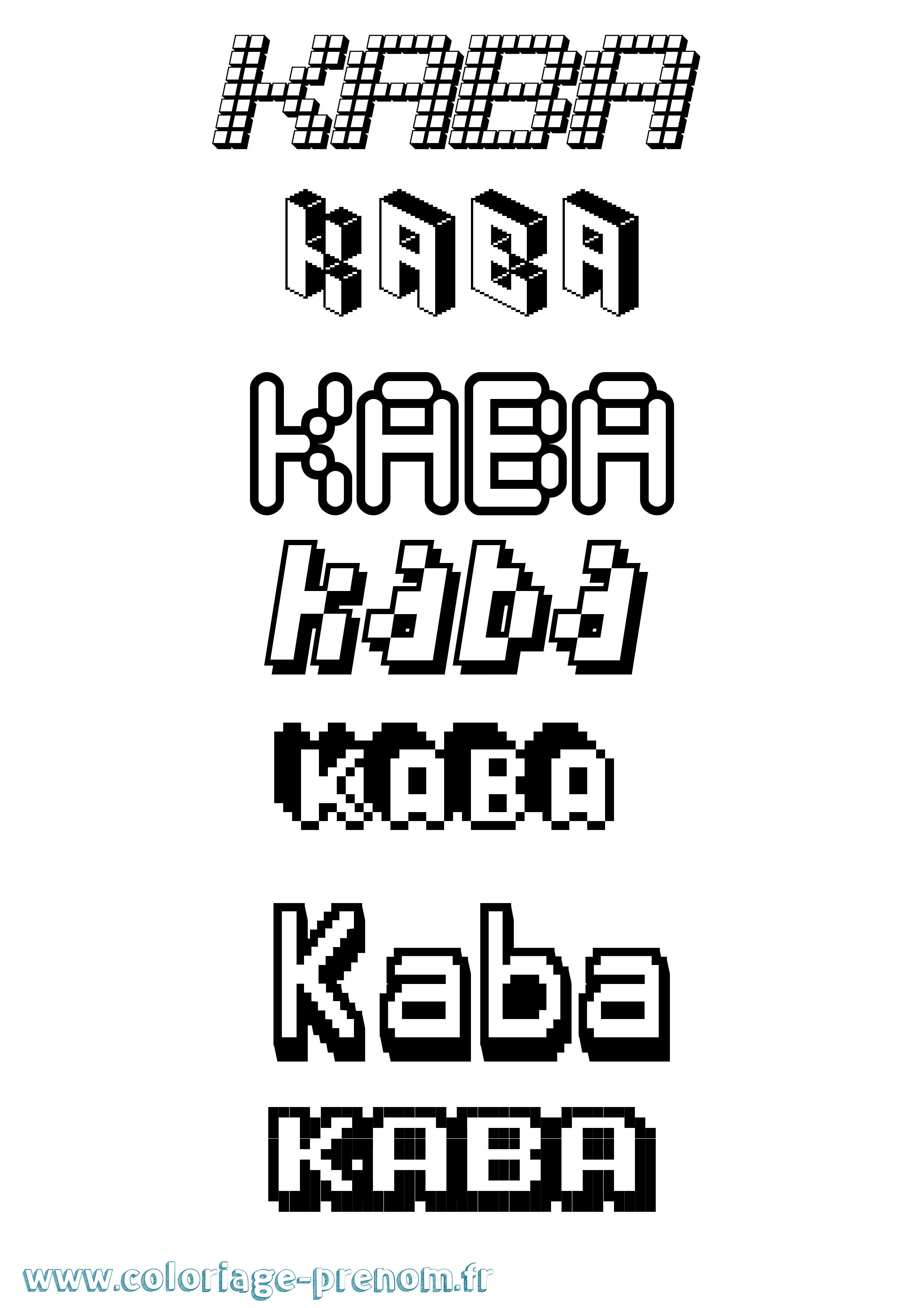 Coloriage prénom Kaba Pixel