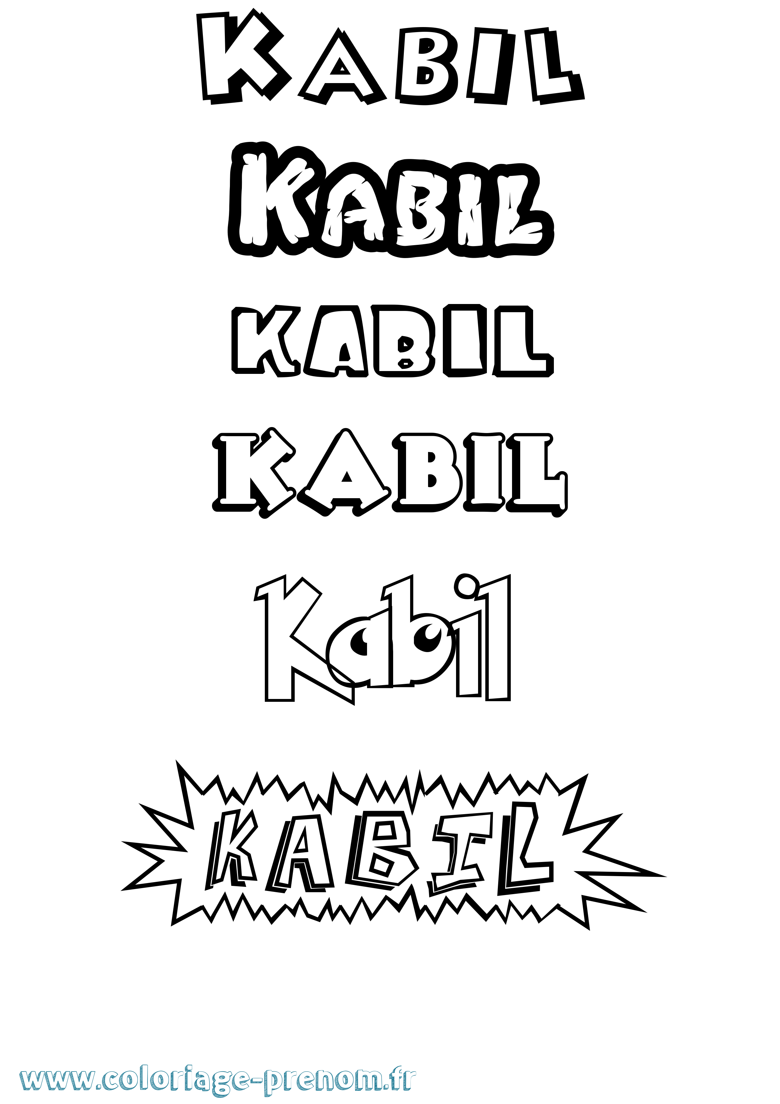 Coloriage prénom Kabil Dessin Animé