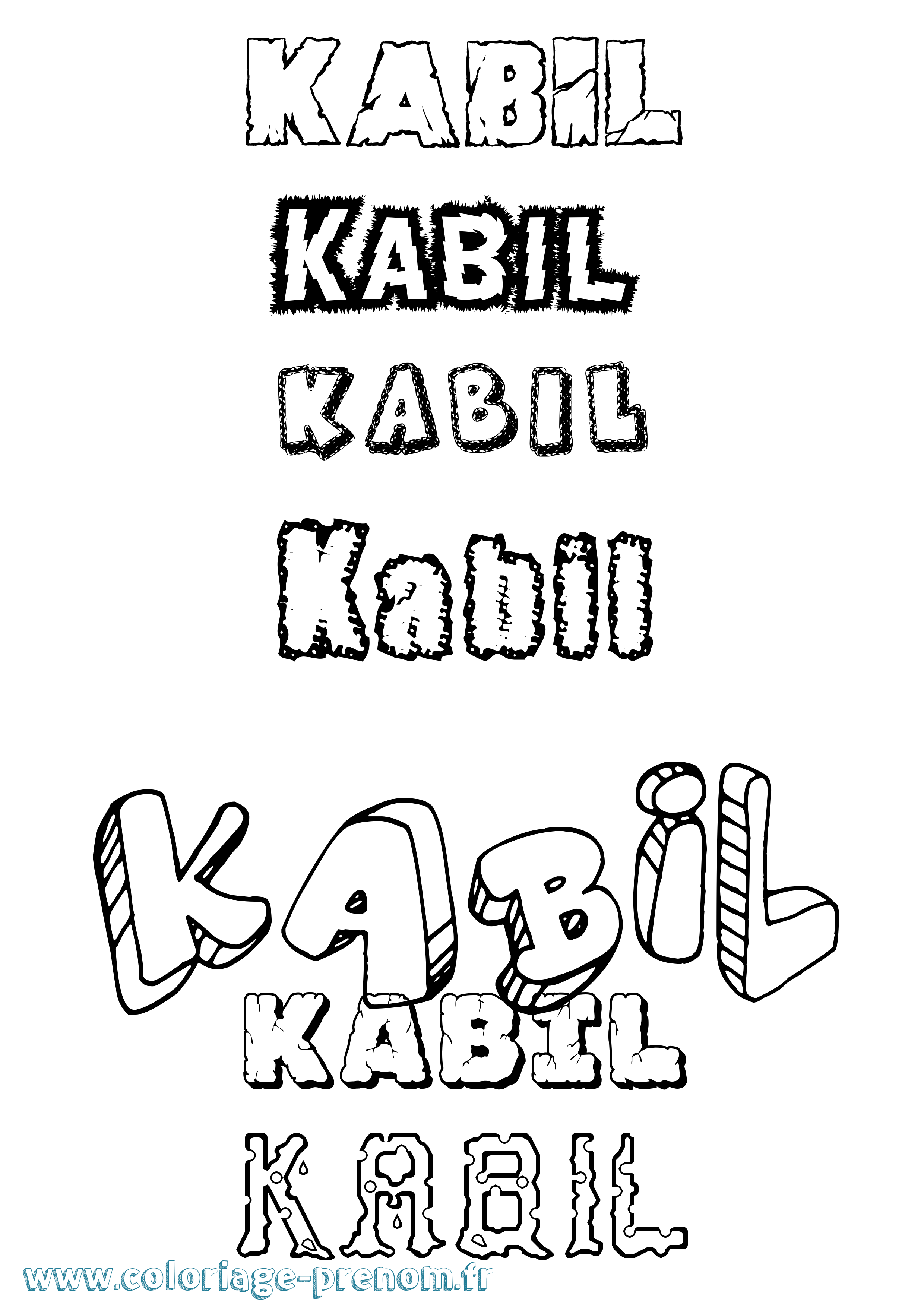 Coloriage prénom Kabil Destructuré