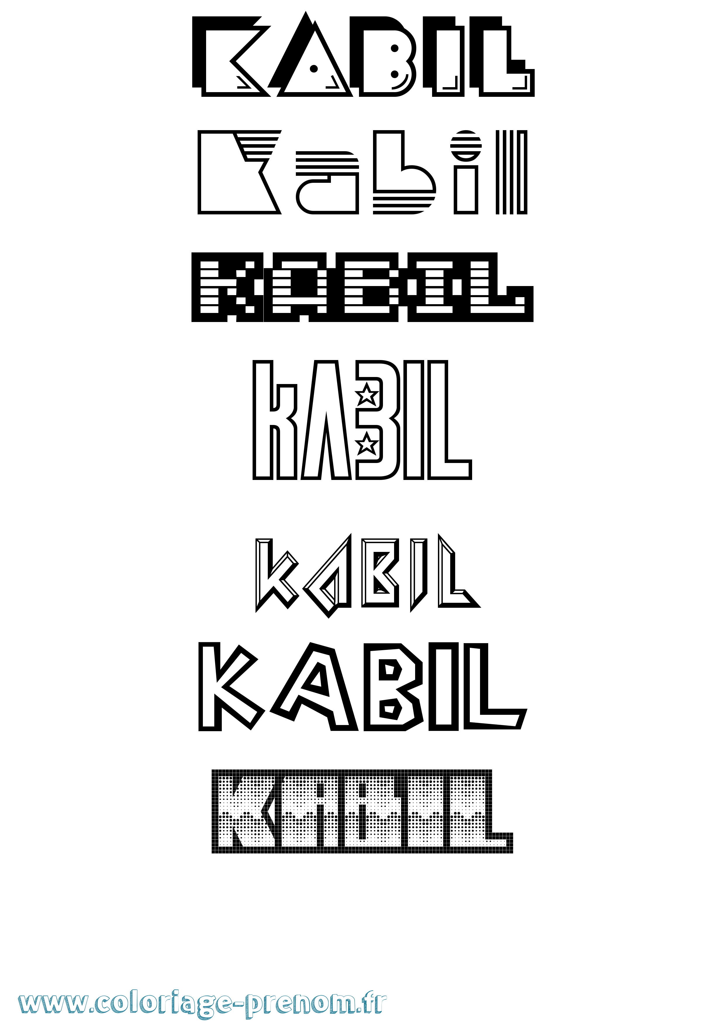 Coloriage prénom Kabil Jeux Vidéos