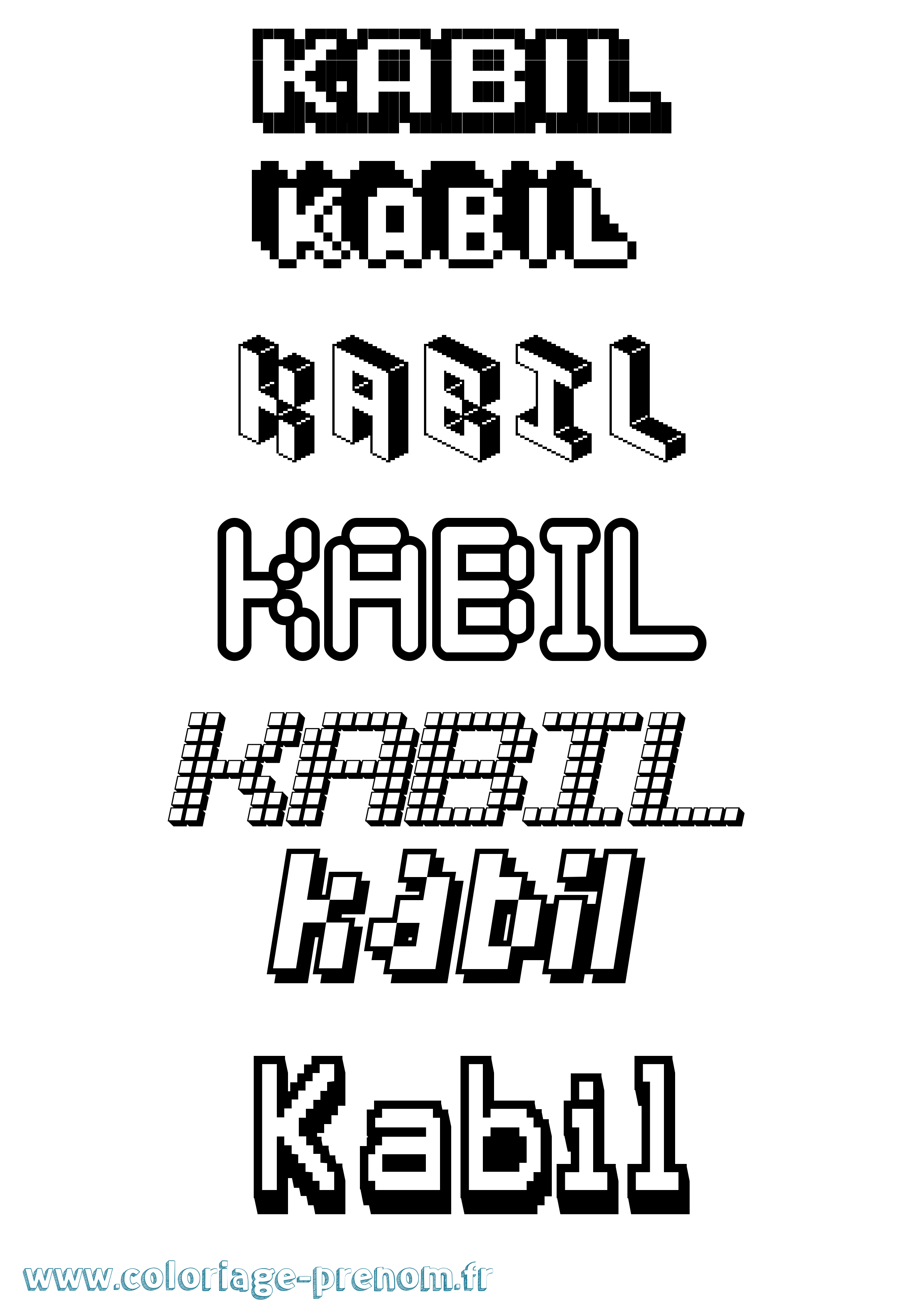 Coloriage prénom Kabil Pixel