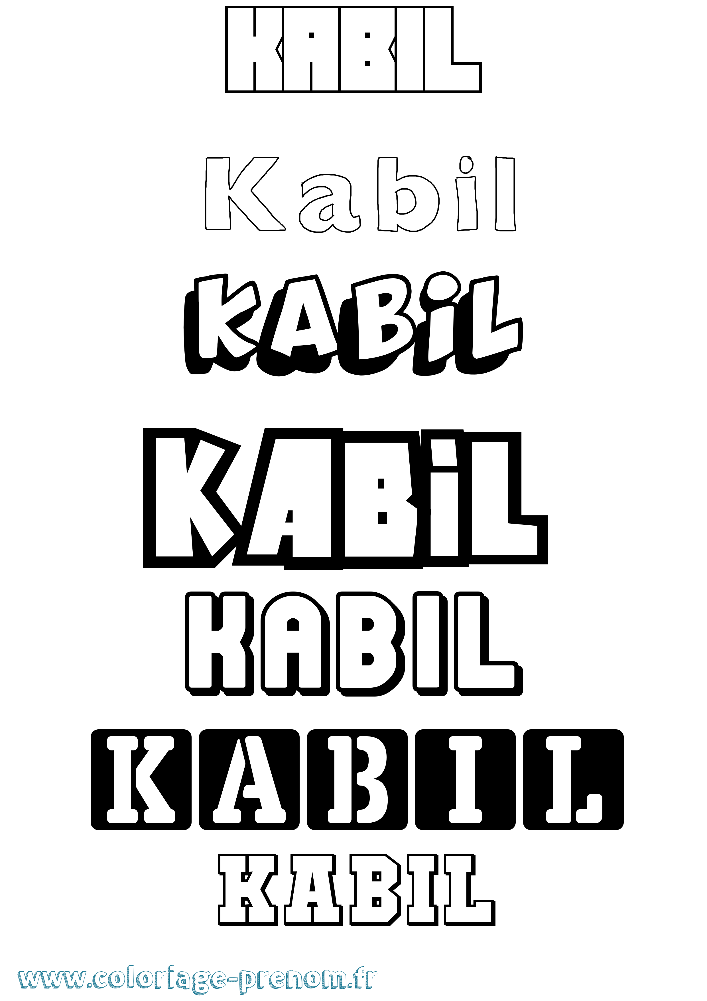 Coloriage prénom Kabil Simple