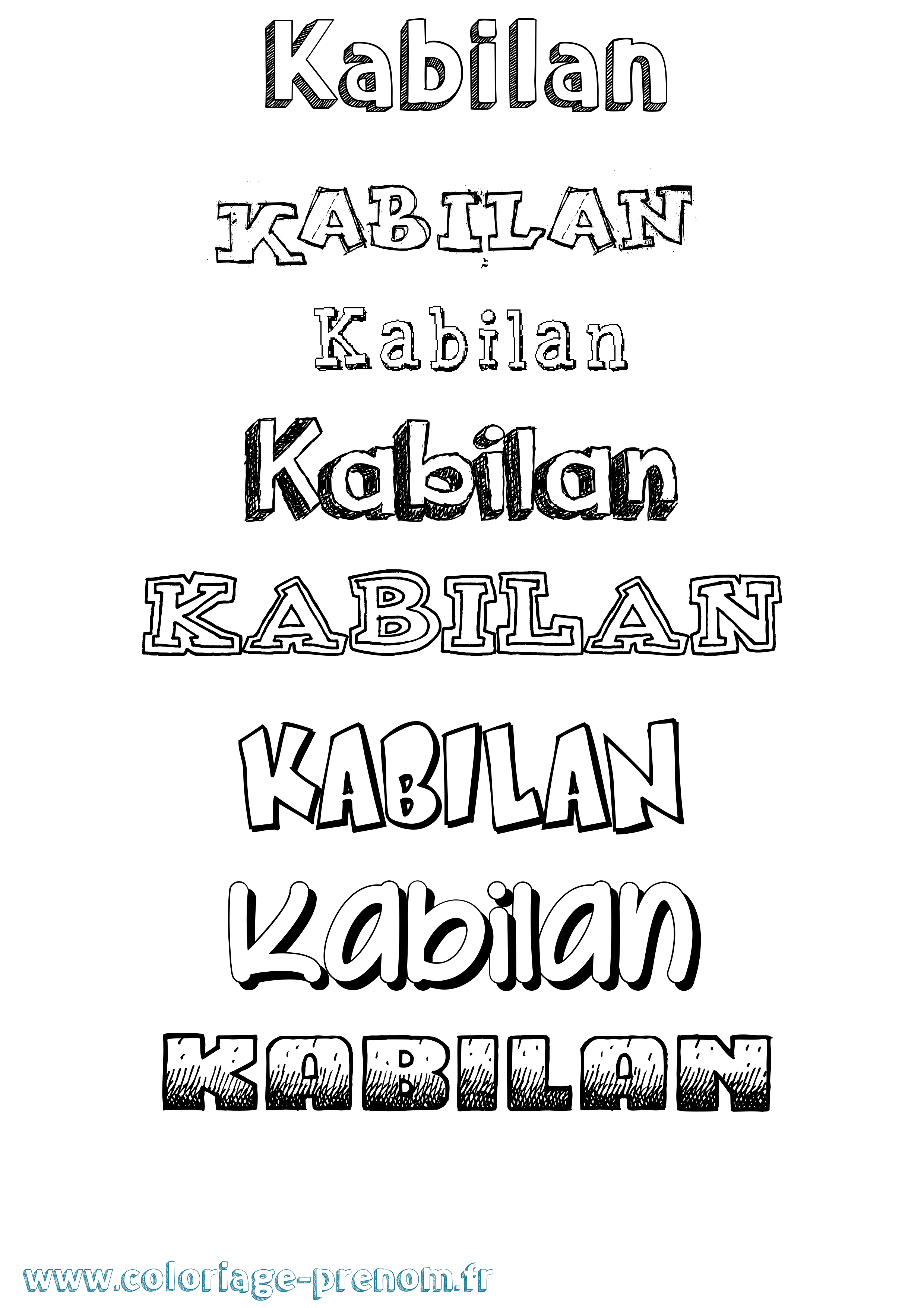 Coloriage prénom Kabilan Dessiné