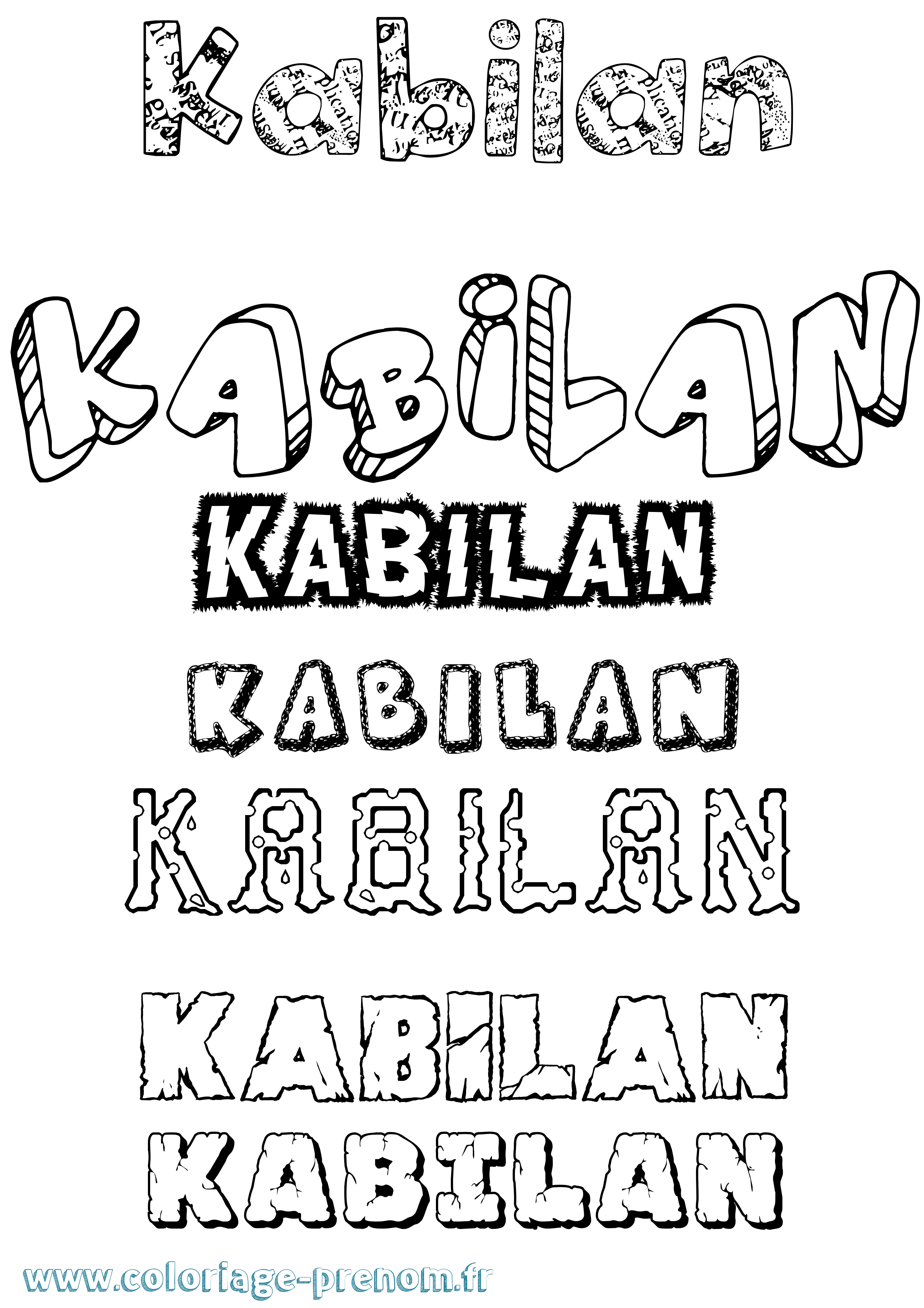 Coloriage prénom Kabilan Destructuré