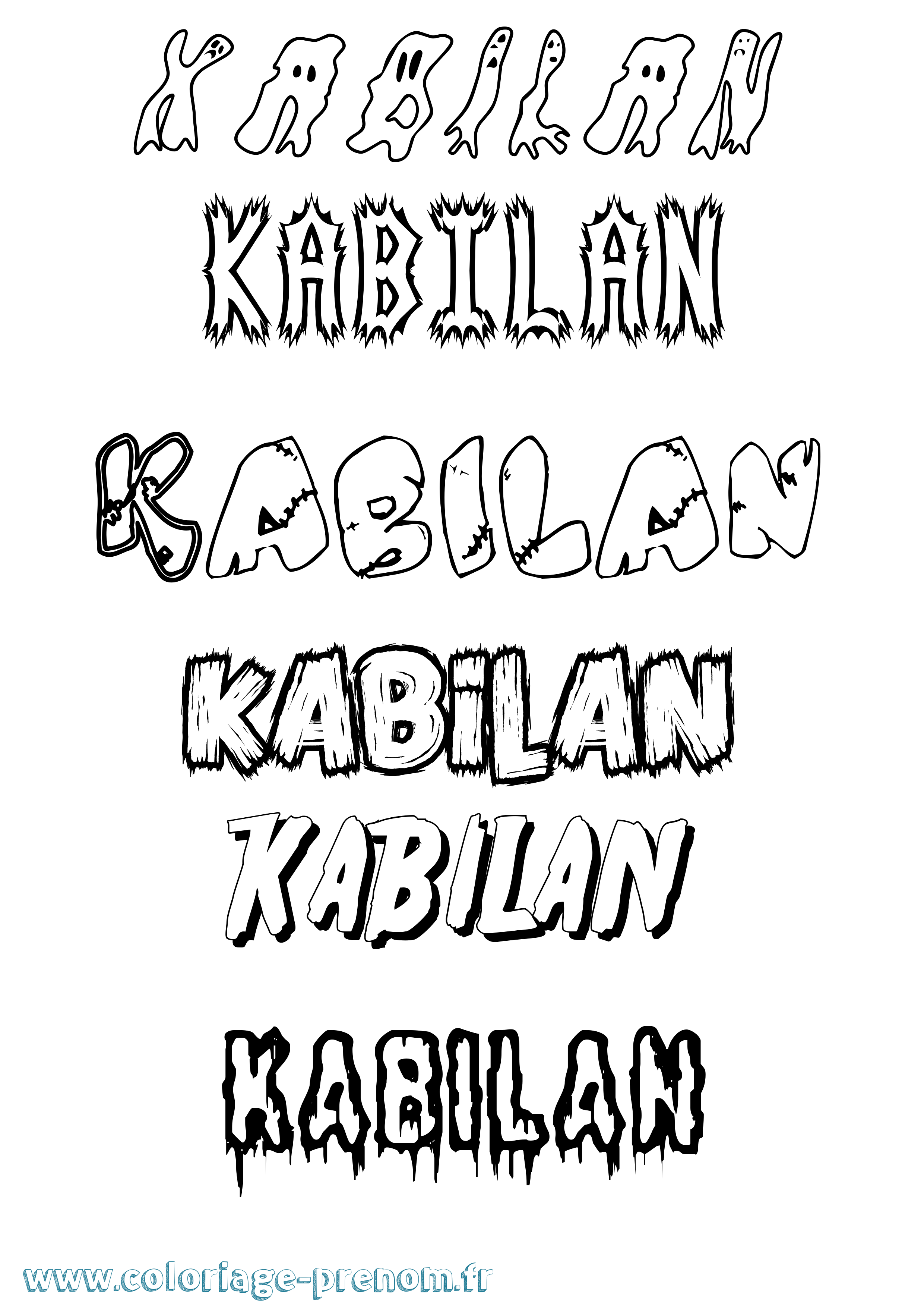 Coloriage prénom Kabilan Frisson