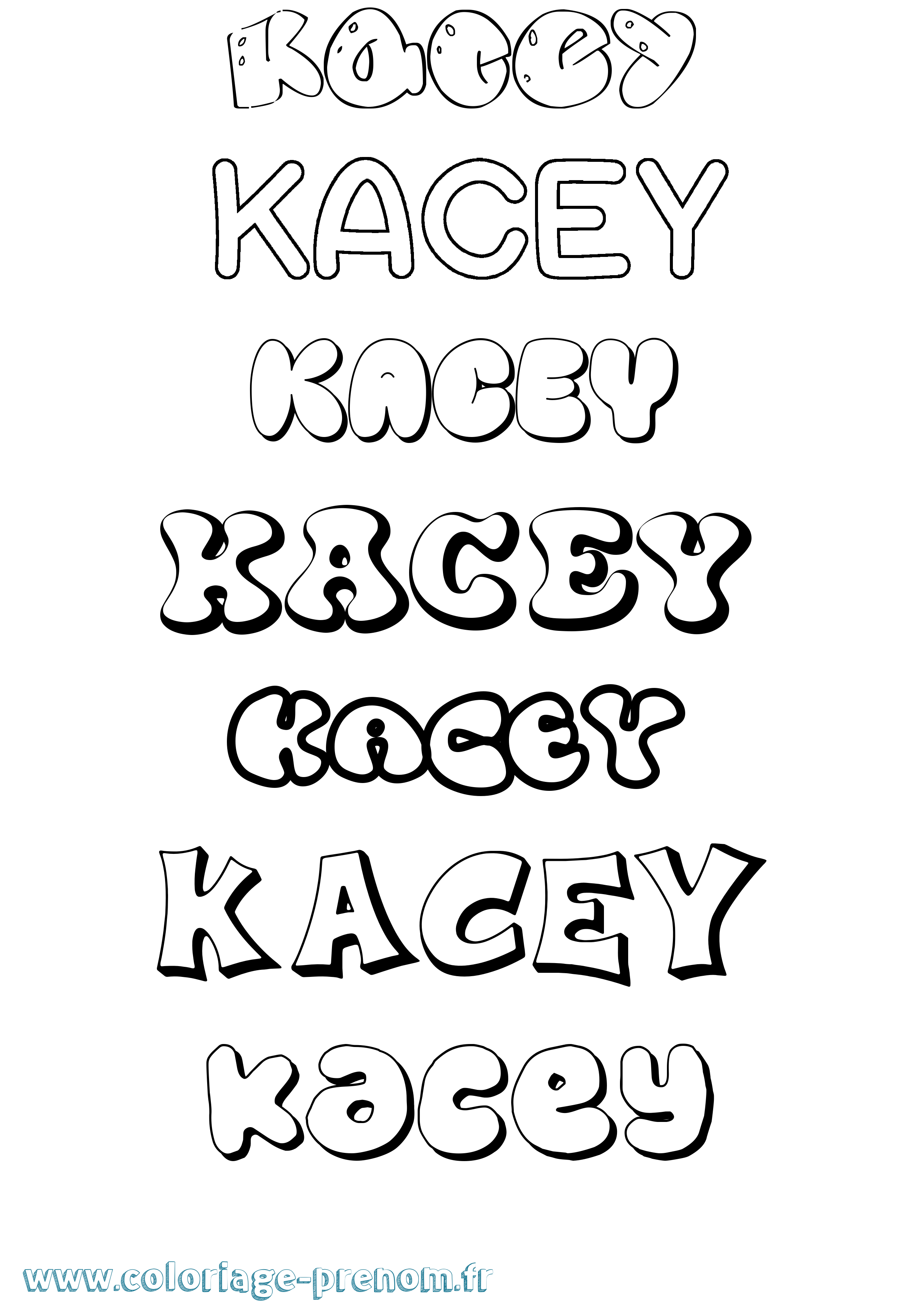 Coloriage prénom Kacey Bubble