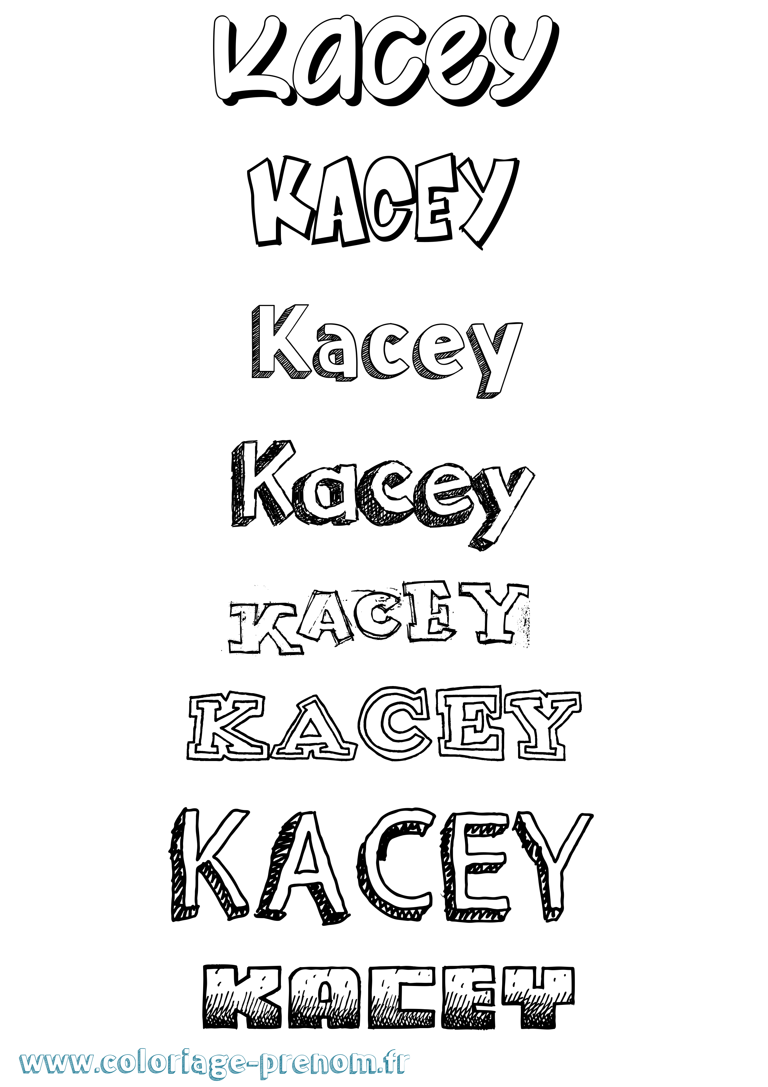 Coloriage prénom Kacey Dessiné