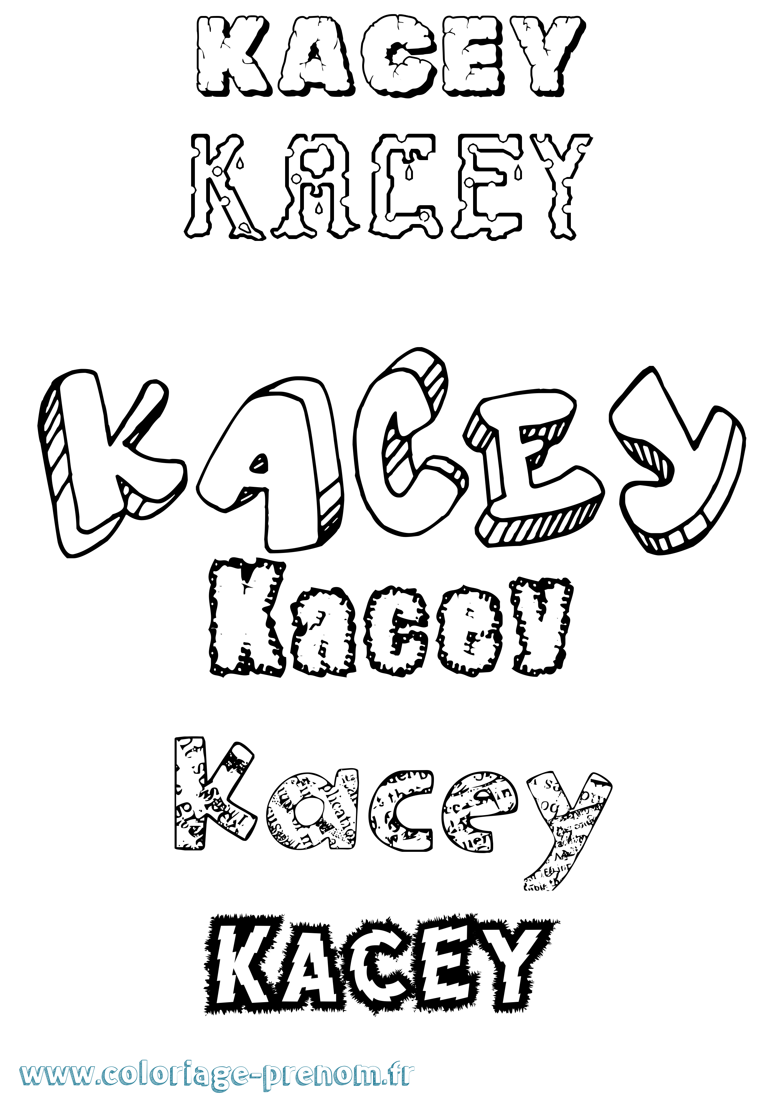 Coloriage prénom Kacey Destructuré