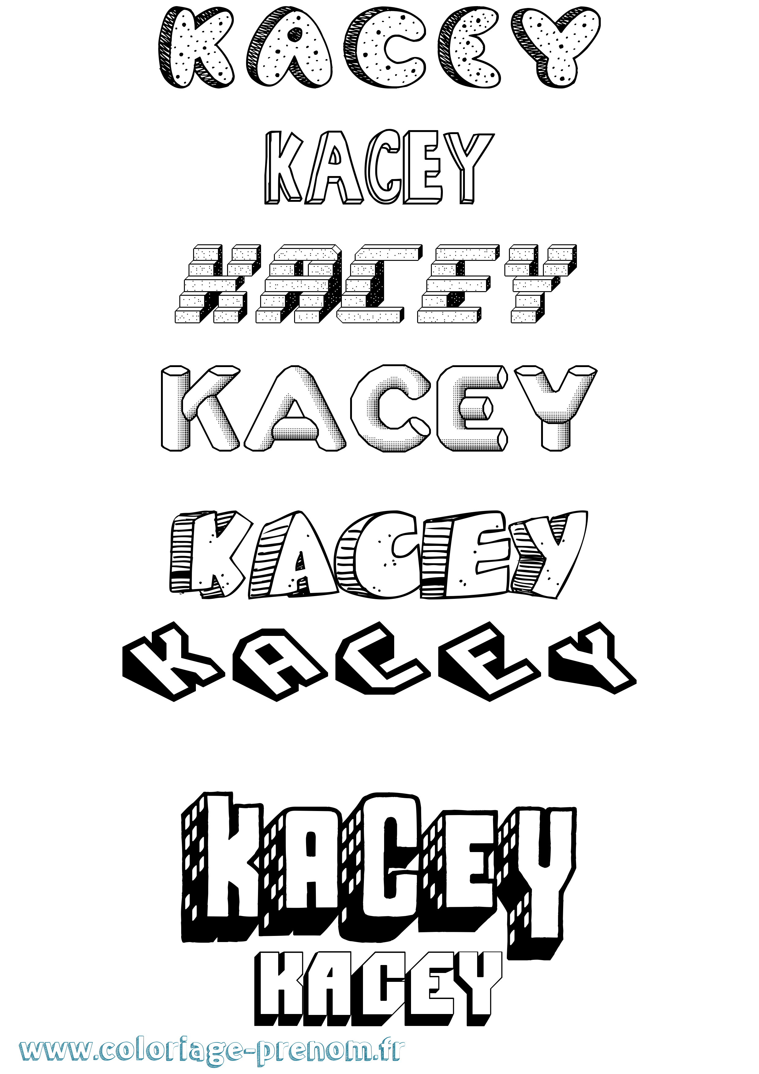 Coloriage prénom Kacey Effet 3D