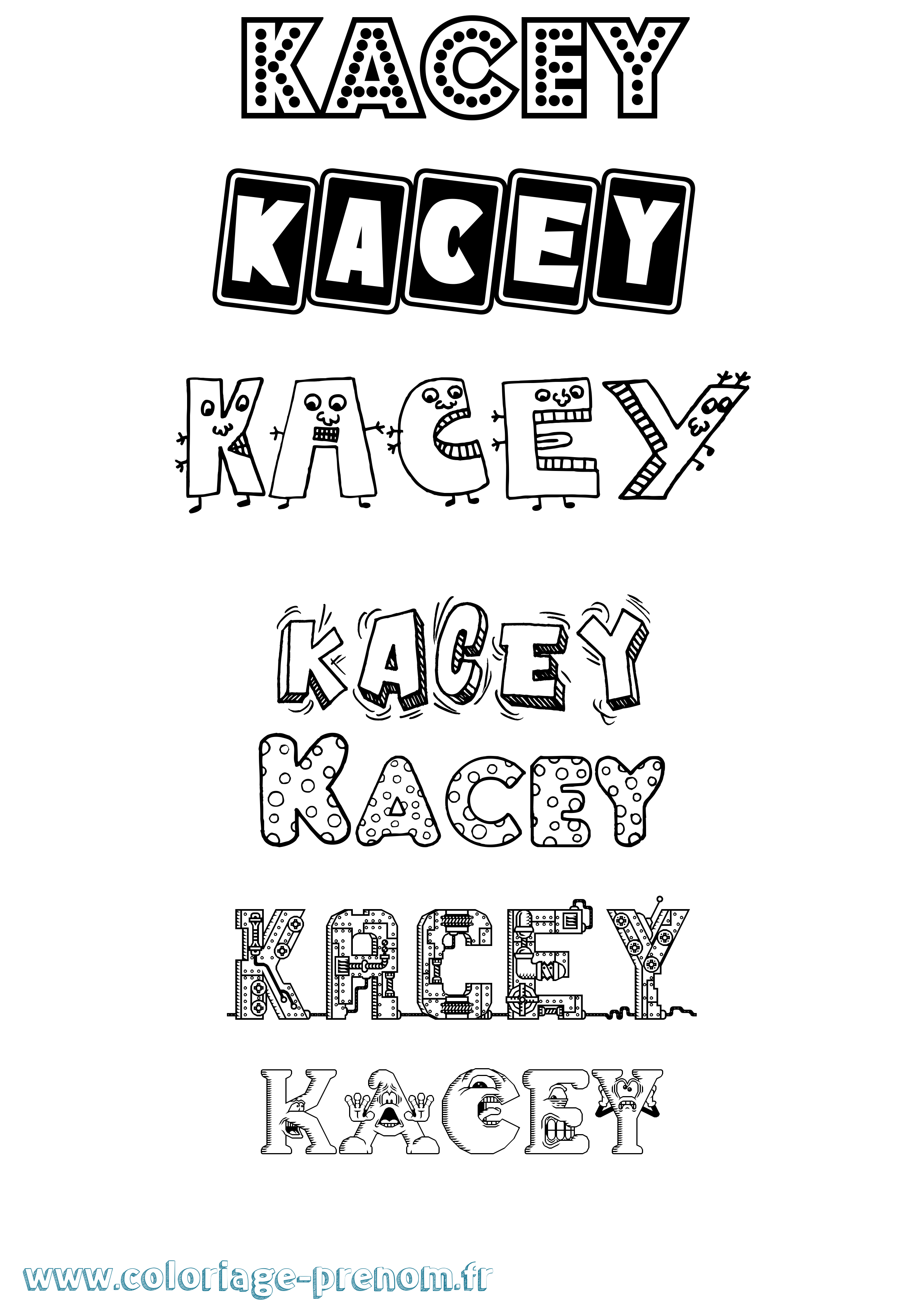 Coloriage prénom Kacey Fun