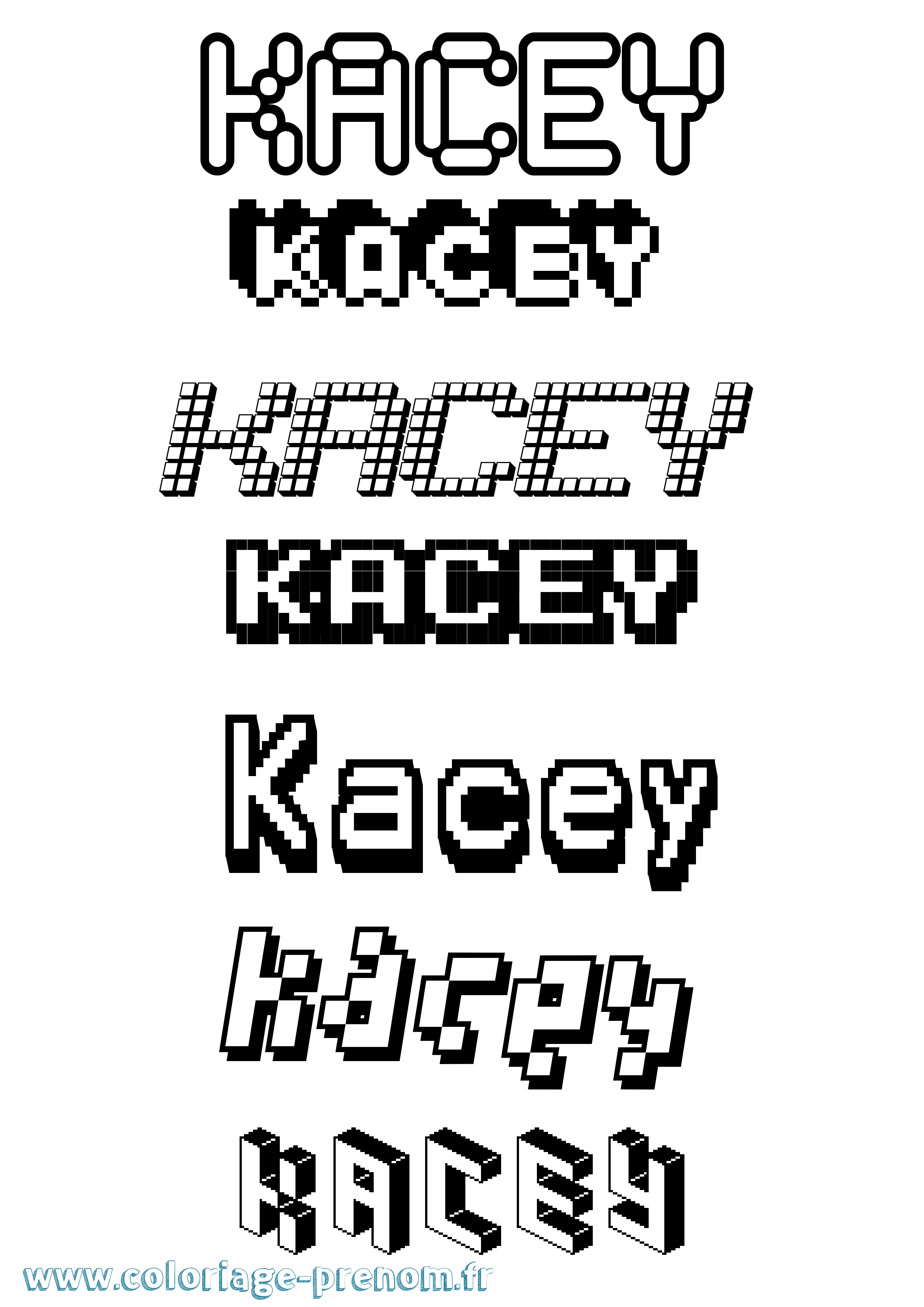 Coloriage prénom Kacey Pixel